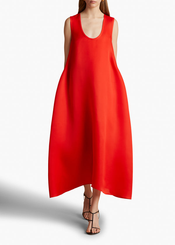 Coli Dress in Fire Red STYLED VIEW