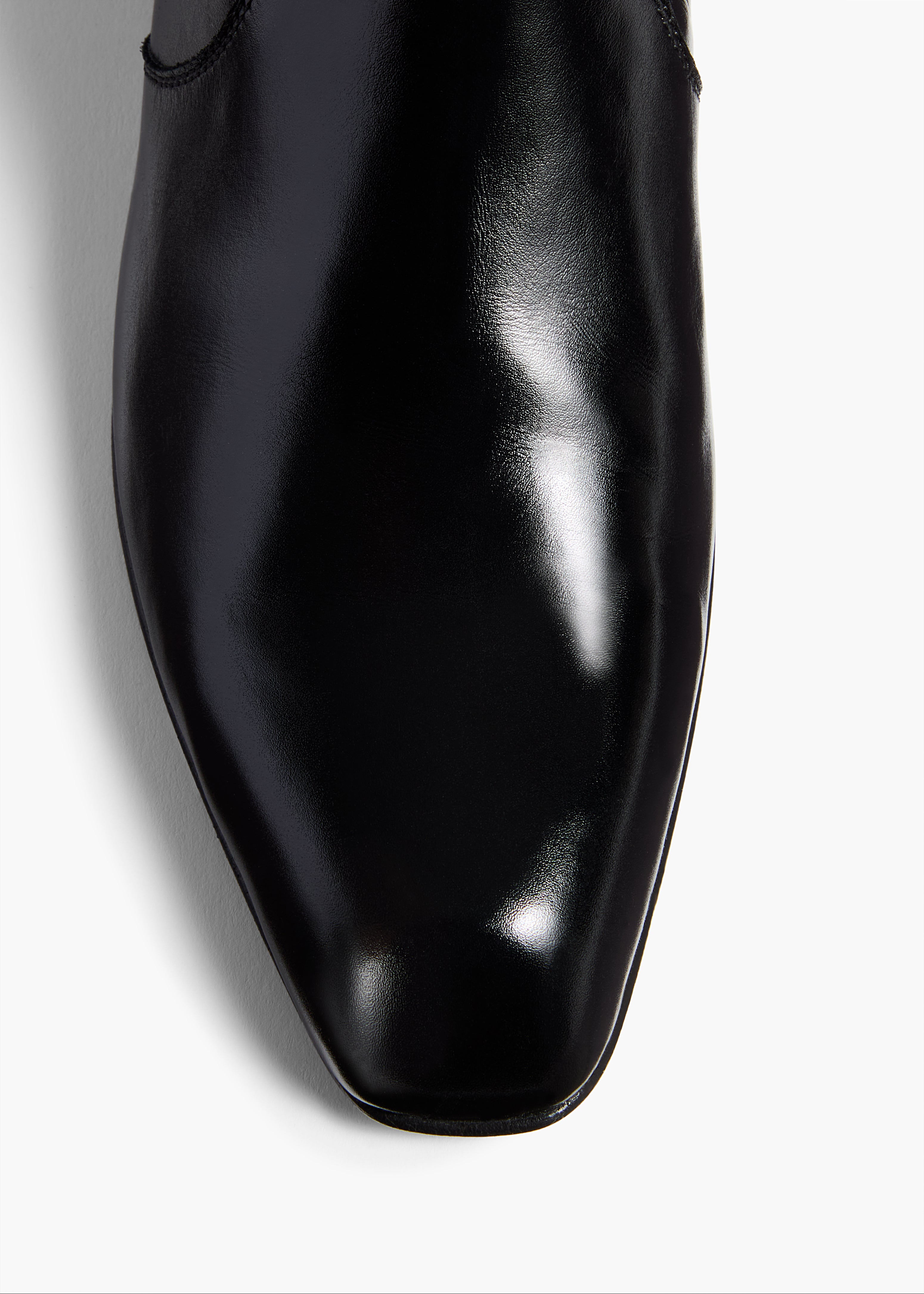Colt Knee-High Boot in Black Glazed Leather
