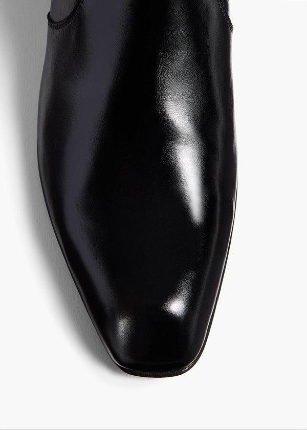 Colt Ankle Boot in Black Glazed Leather OVERHEAD VIEW