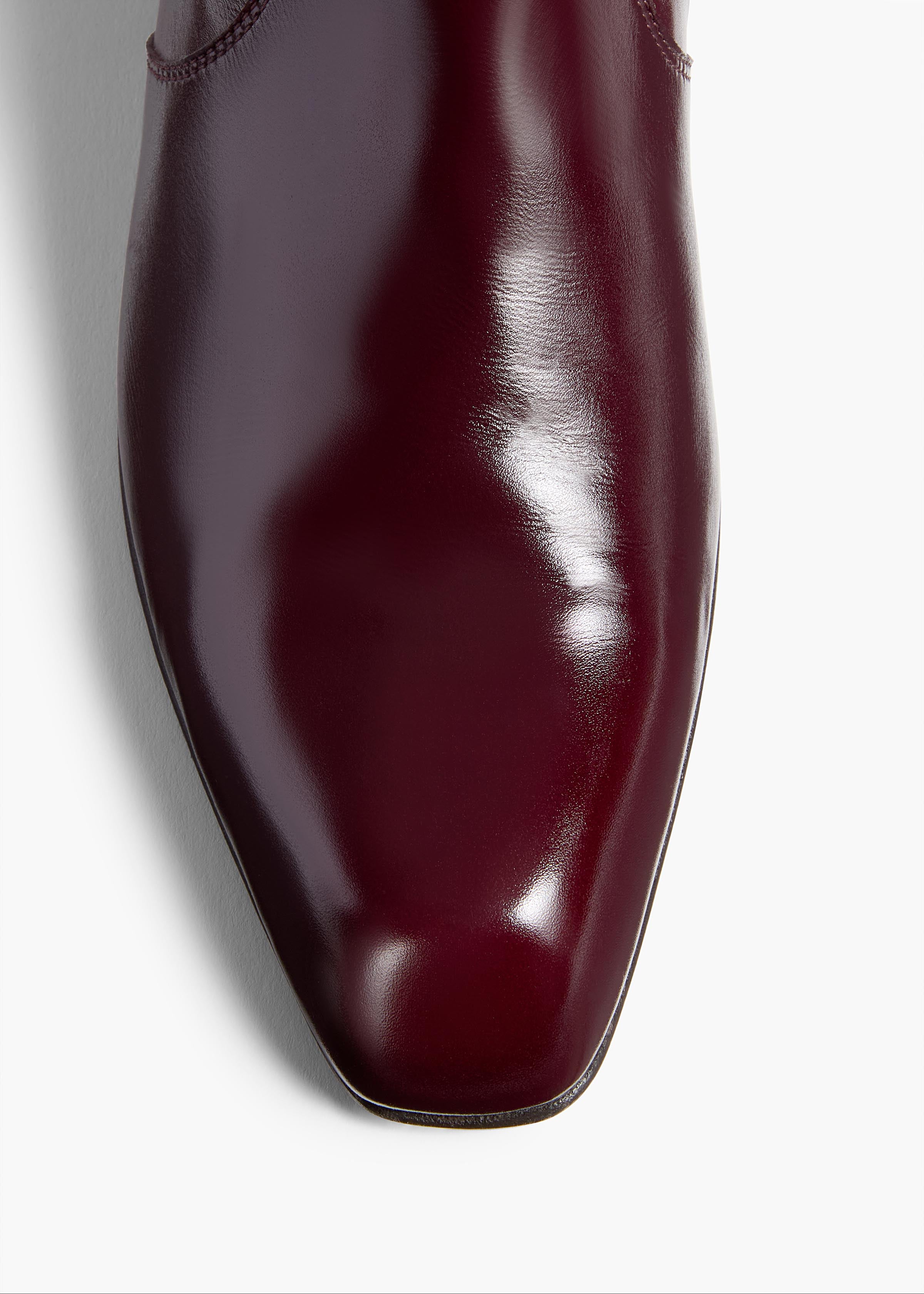 Colt Ankle Boot in Bordeaux Glazed Leather OVERHEAD VIEW