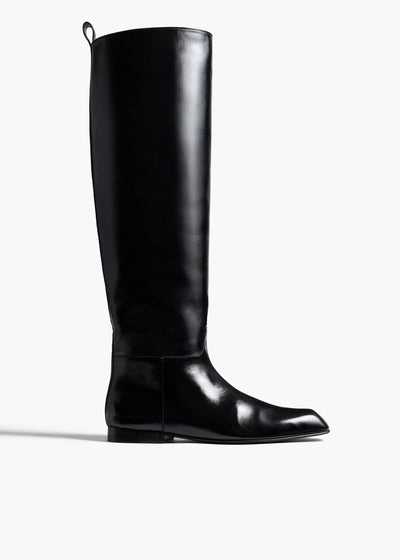 Colt Knee-High Boot in Black Glazed Leather FRONT VIEW