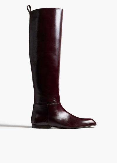 Colt Knee-High Boot in Bordeaux Glazed Leather FRONT VIEW