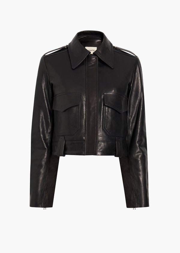 Cordelia Jacket in Black Leather flat view