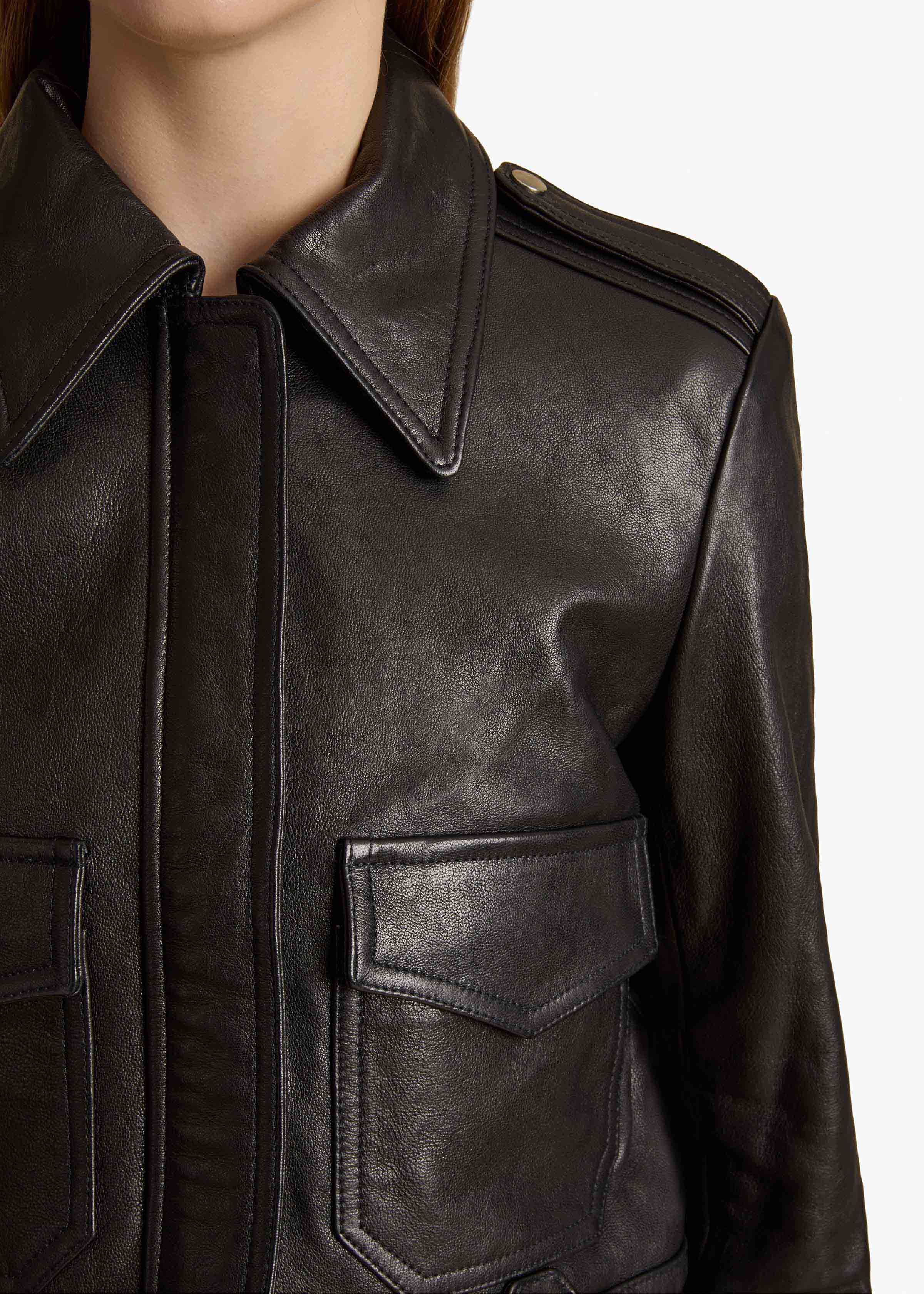 Cordelia Jacket in Black Leather Detailed View 2