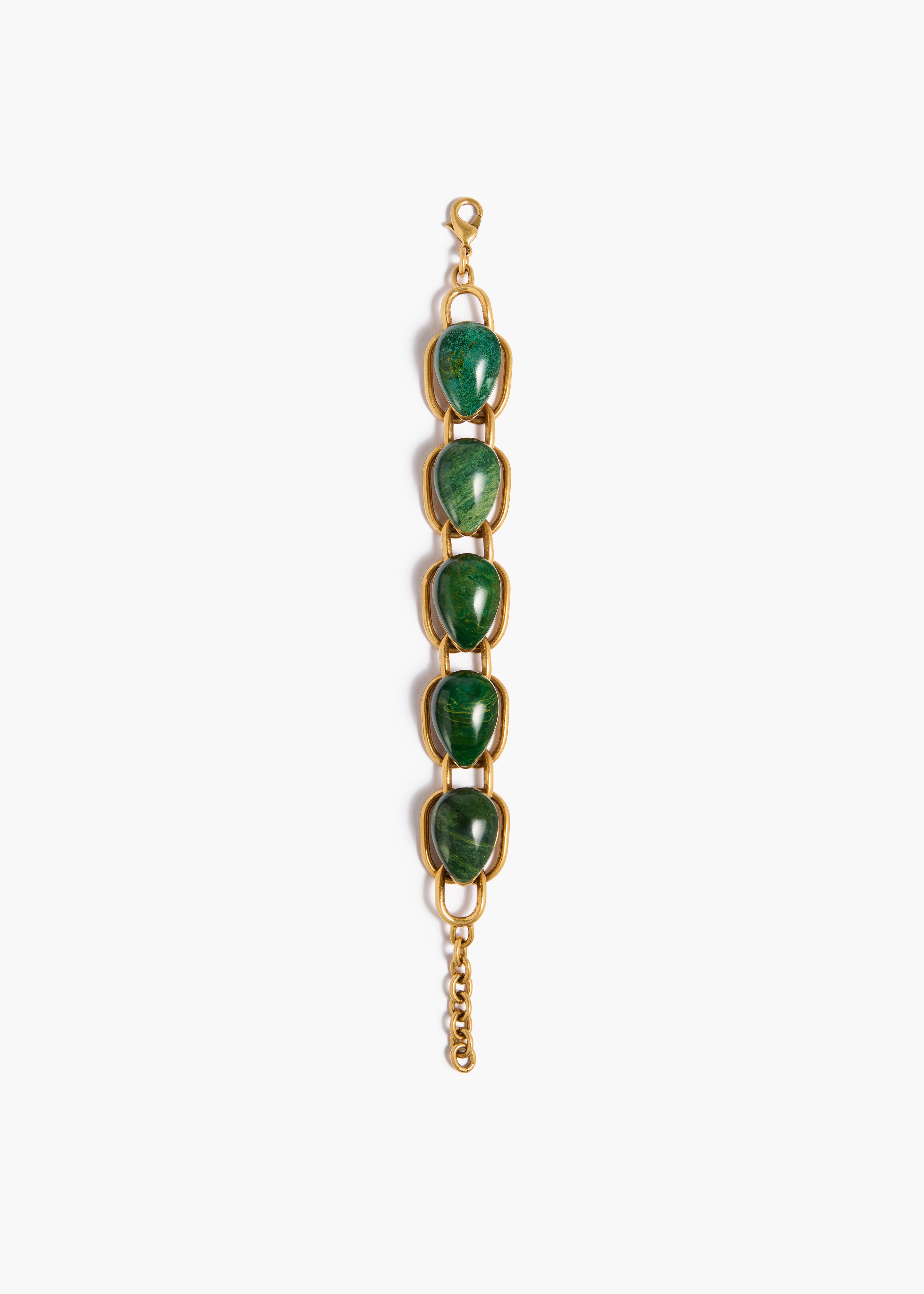 KHAITE  - Cyclone Stone Bracelet in Antique Gold with Green
