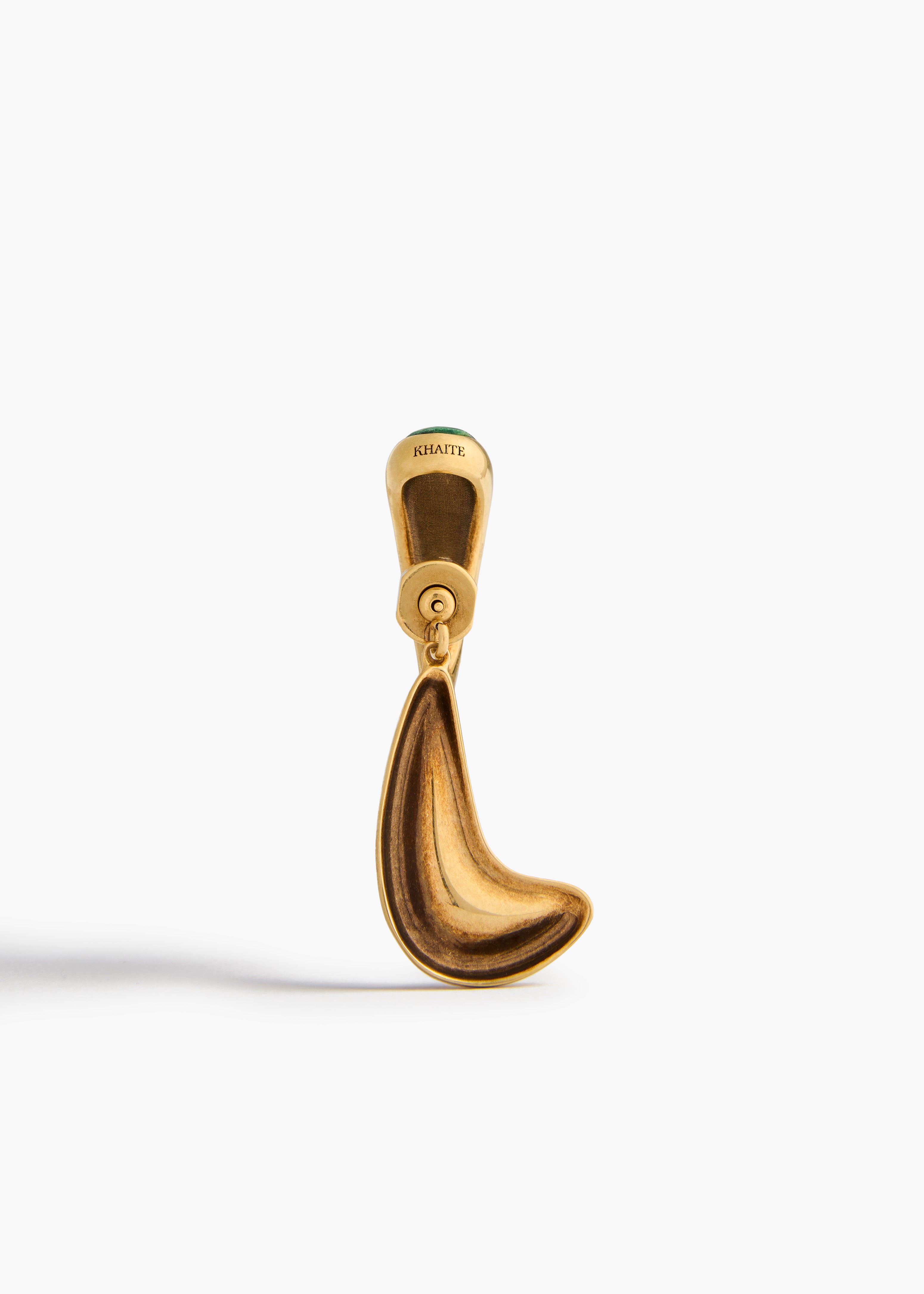 Cyclone Earrings in Antique Gold with Green