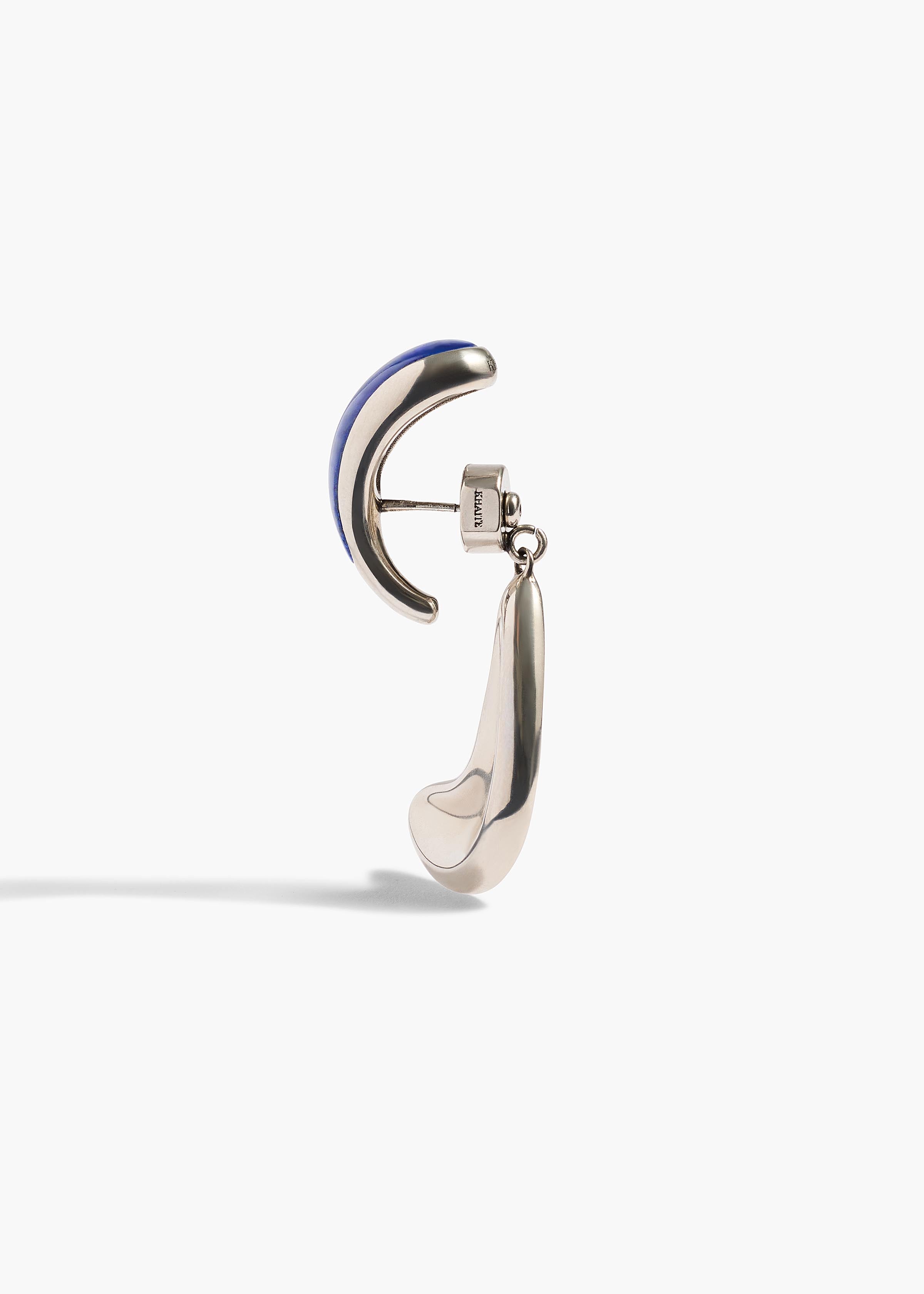 Cyclone Earrings in Silver with Blue