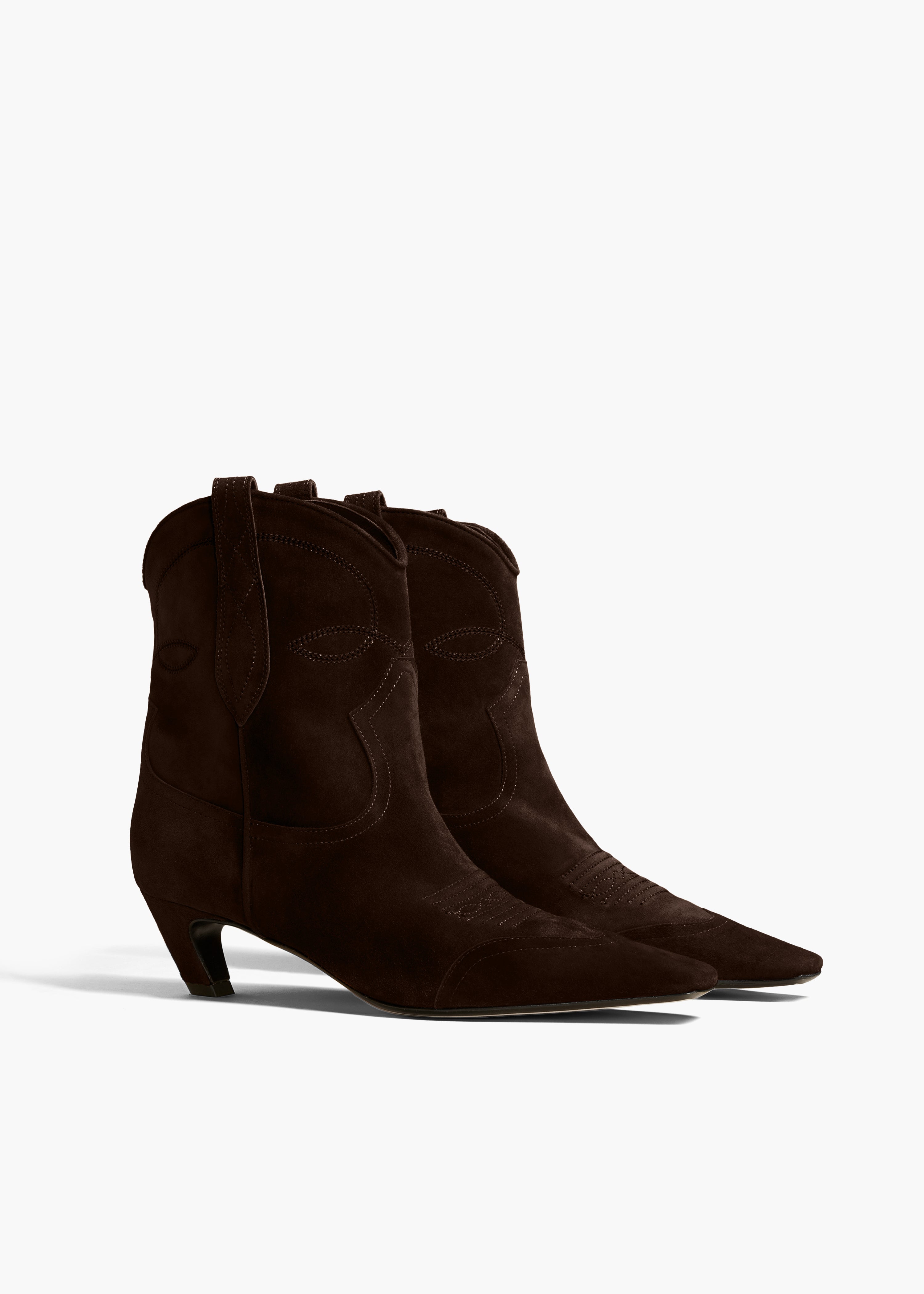 THE DALLAS ANKLE BOOT IN COFFEE SUEDE SIDE VIEW