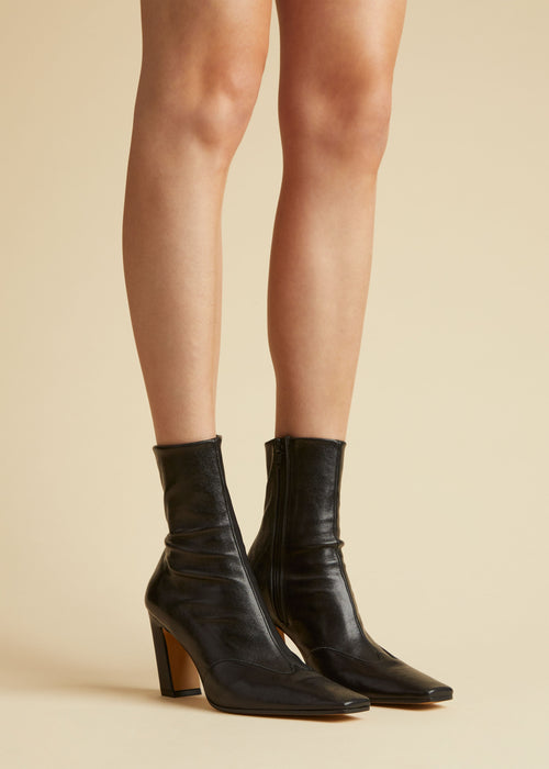 The Nevada Stretch High Boot in Black Leather