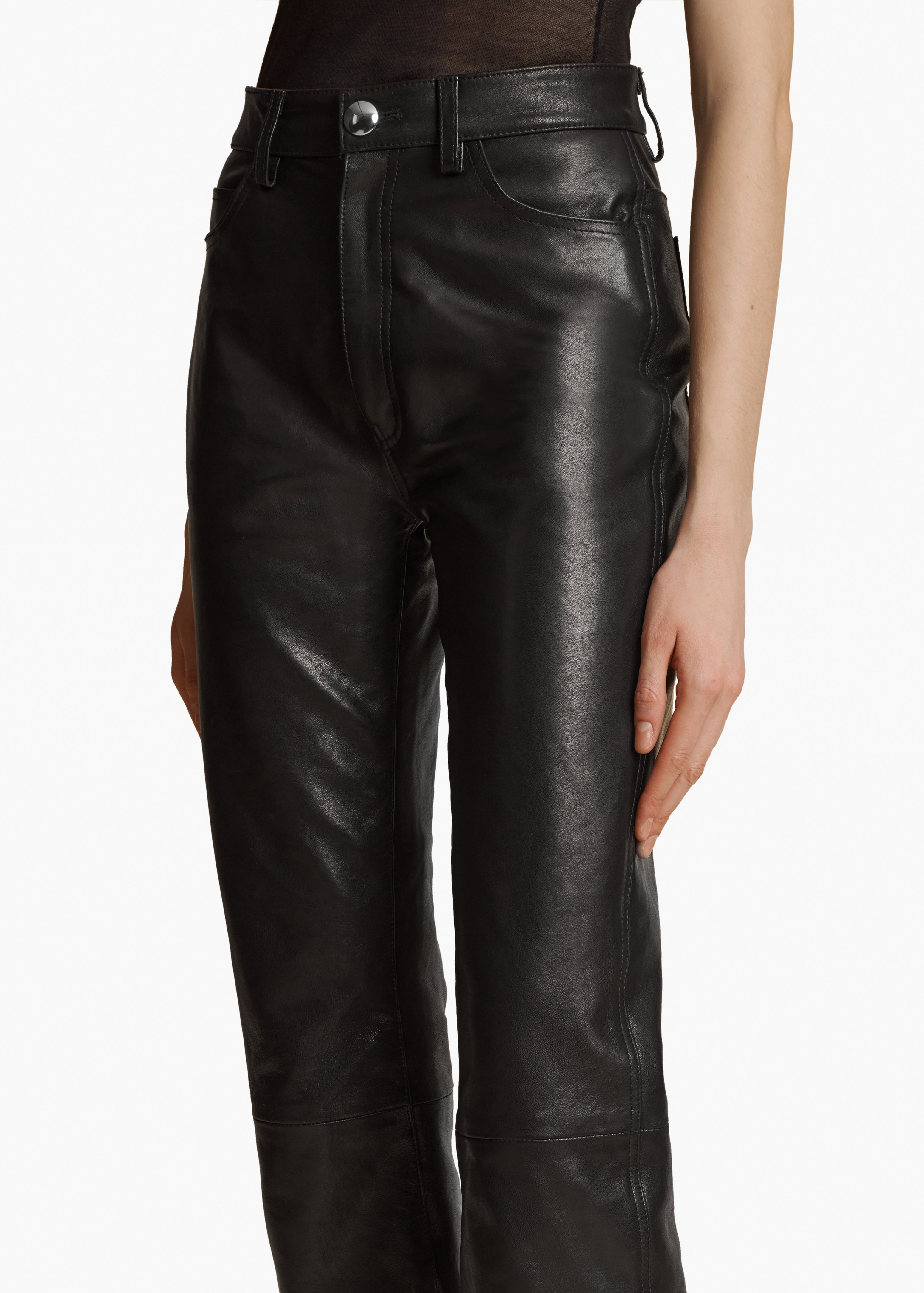 KHAITE LLC - Danielle Pant in Black Leather