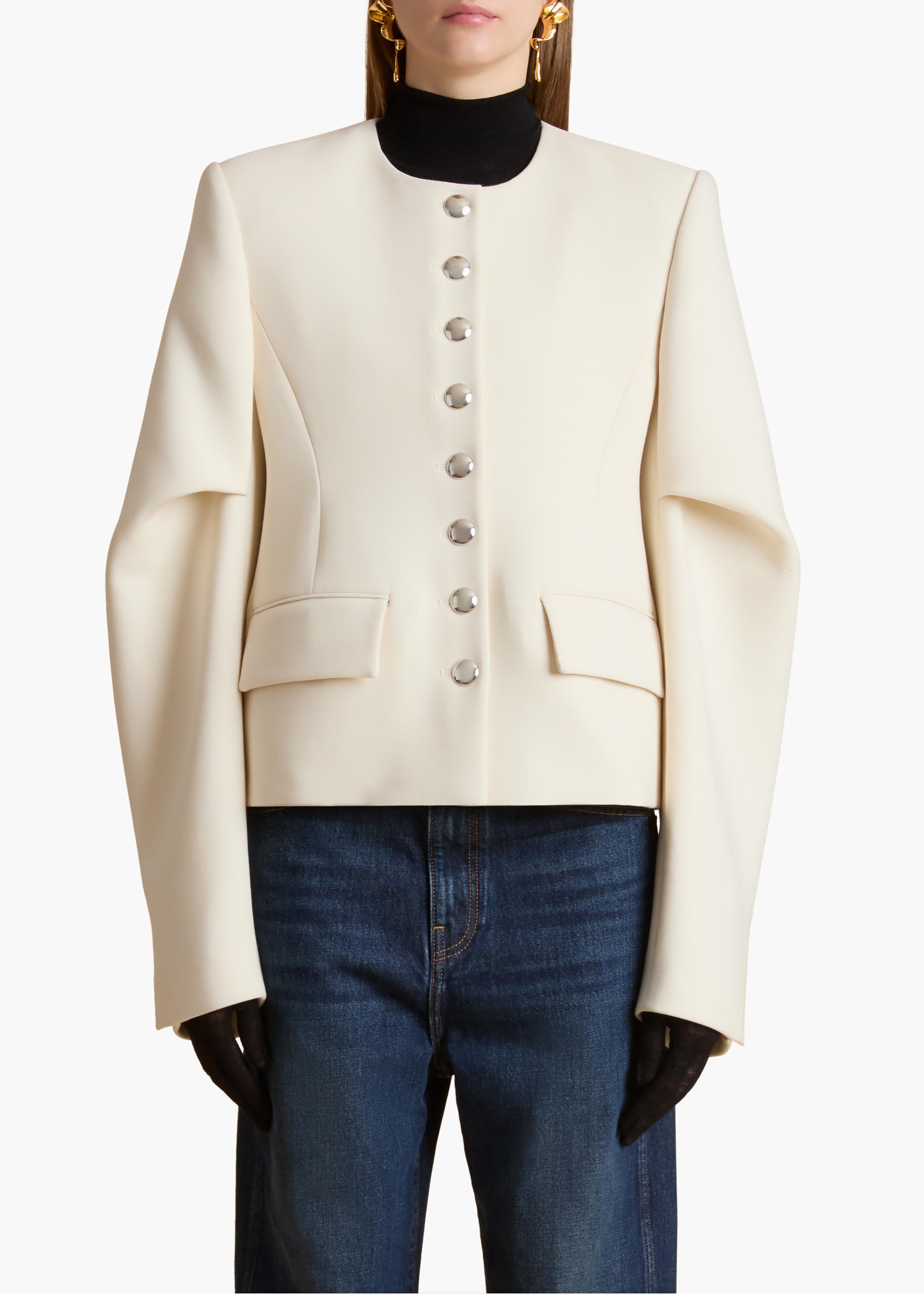 Darlman Jacket in Cream FRONT VIEW