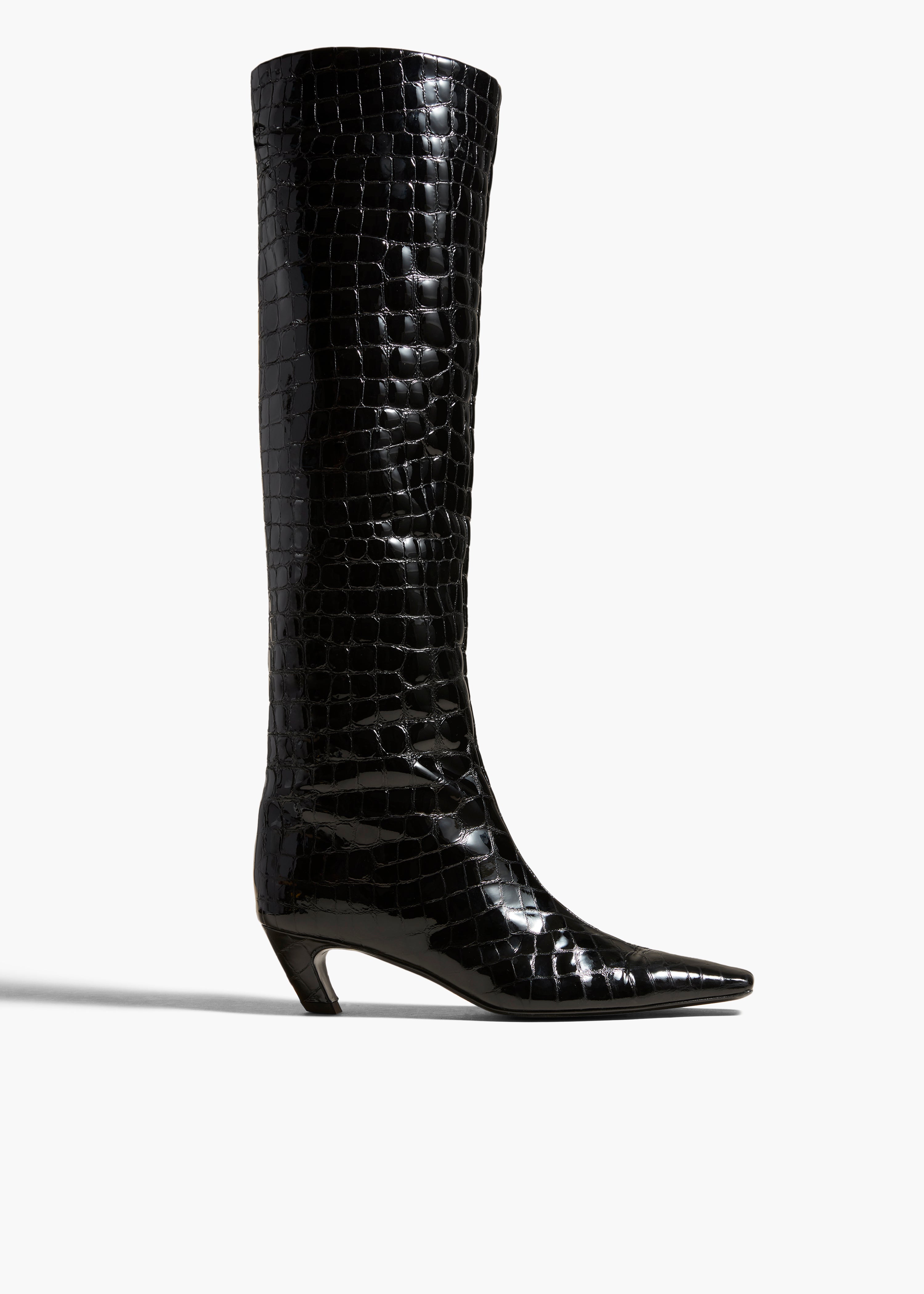 The Davis Boot in Black Croc-Embossed Leather MAIN VIEW