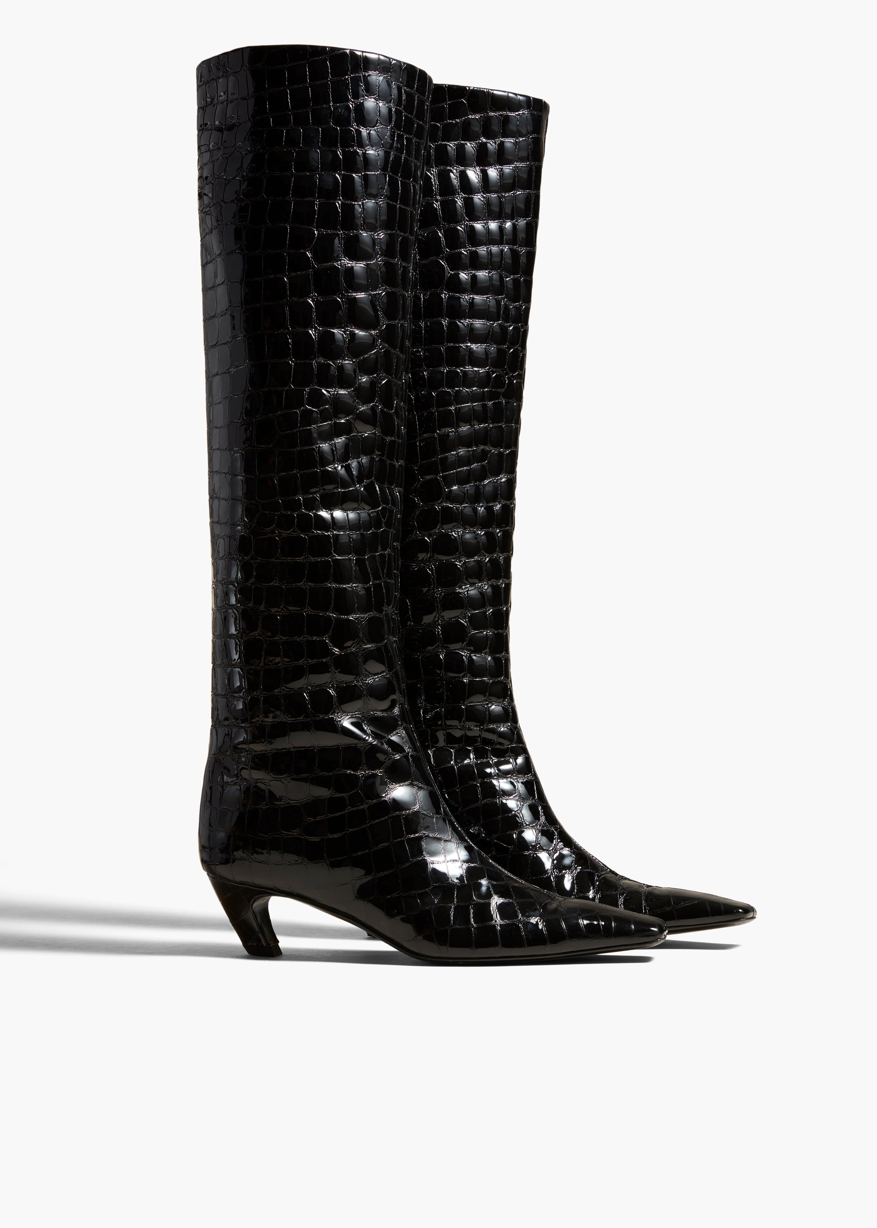 The Davis Boot in Black Croc-Embossed Leather SIDE VIEW