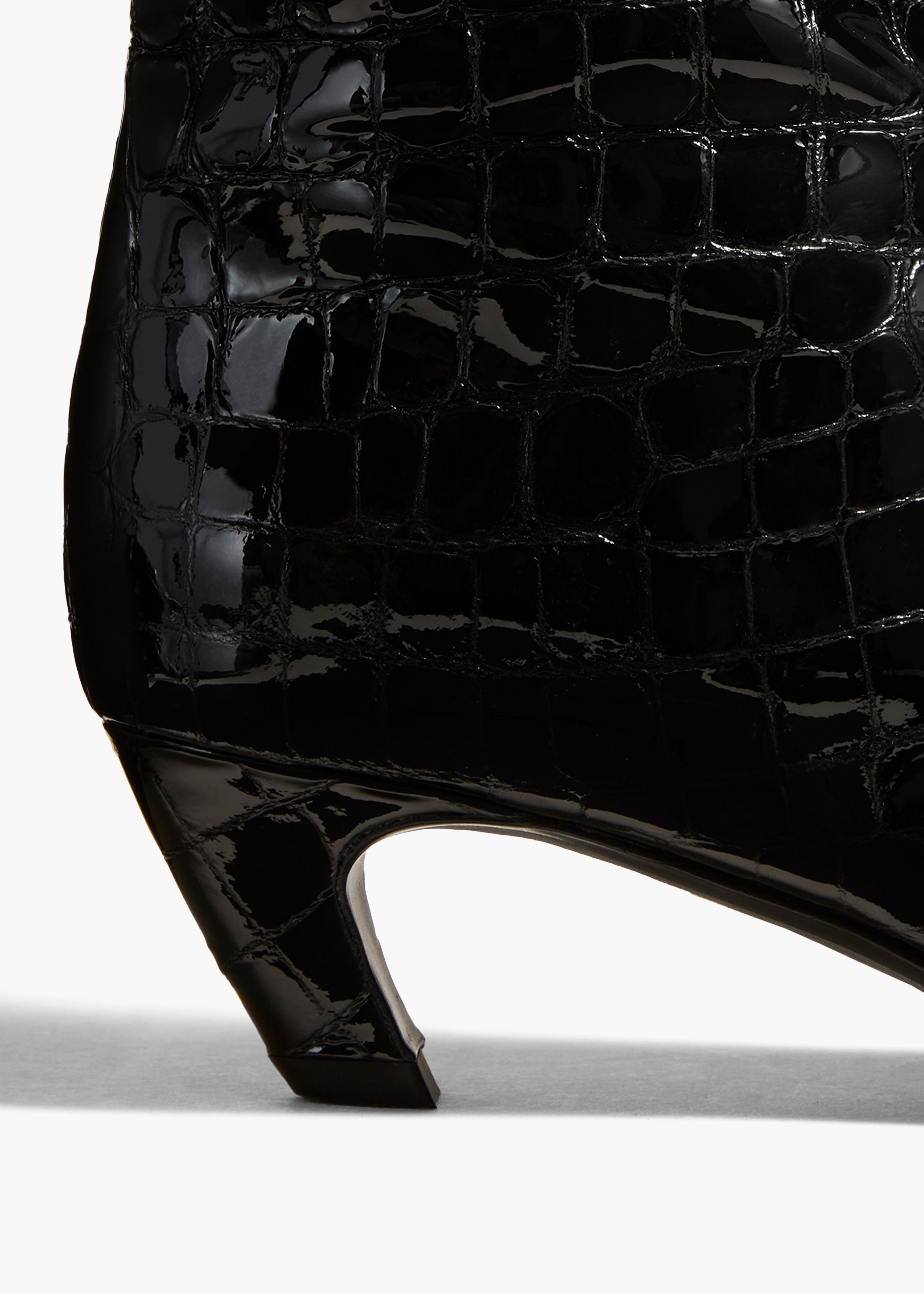 The Davis Boot in Black Croc-Embossed Leather DETAILED VIEW 2