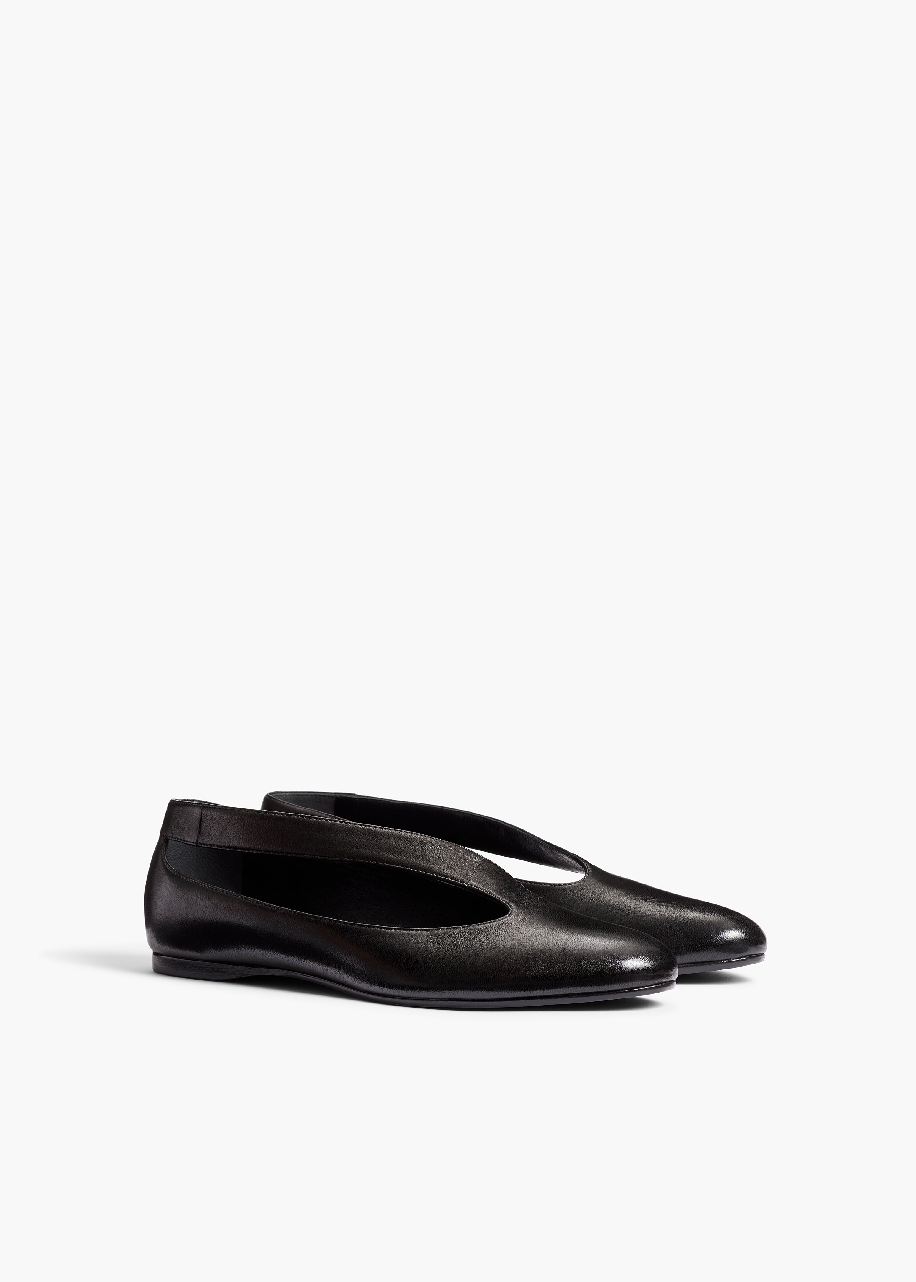 Diana Flat in Black Nappa Leather ANGLED VIEW