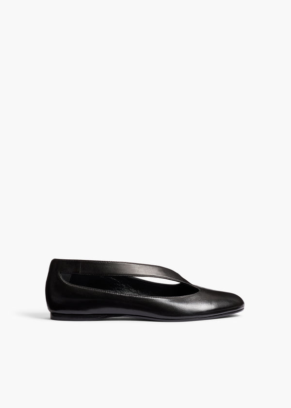 Diana Flat in Black Nappa Leather FRONT VIEW