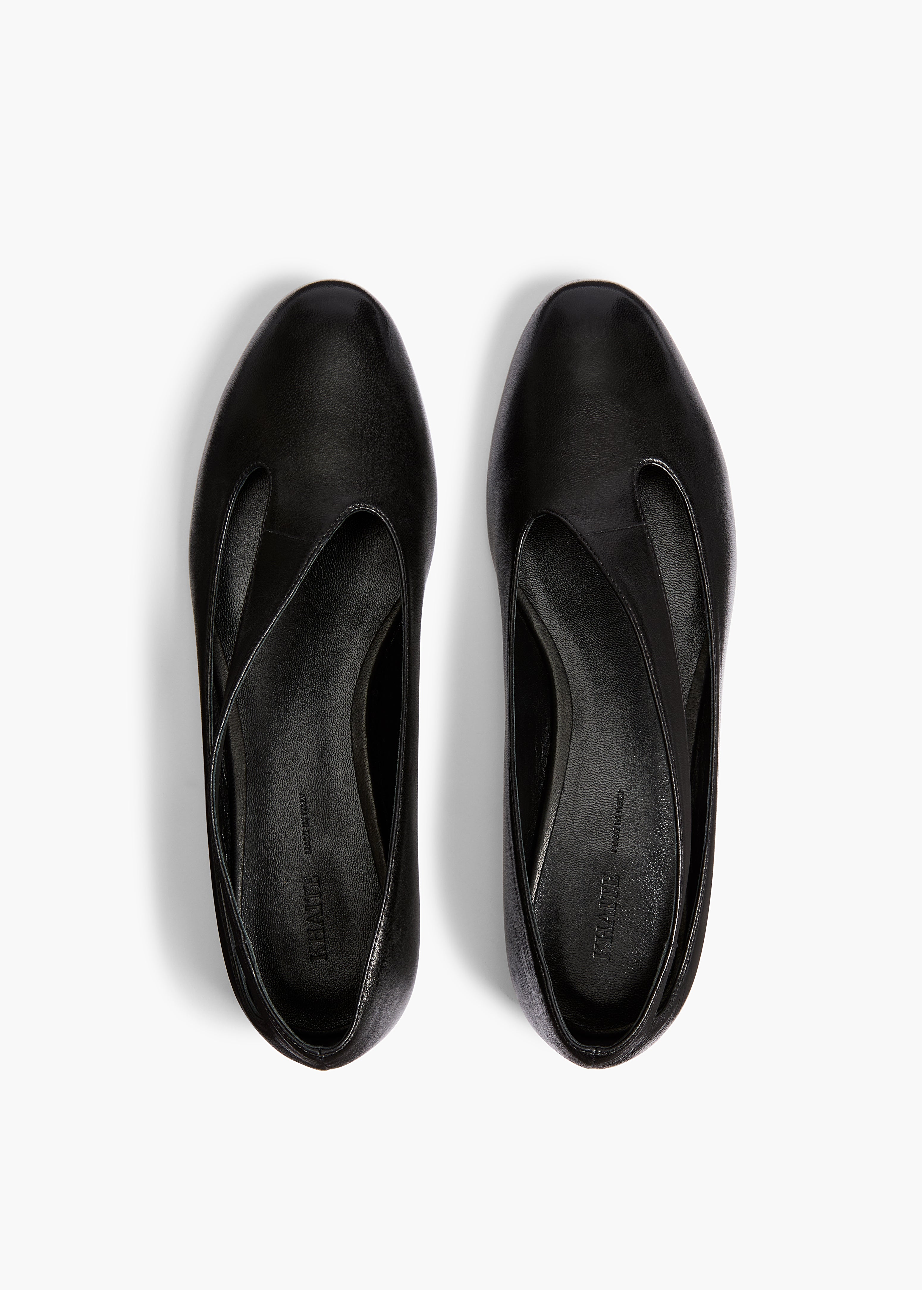 Diana Flat in Black Nappa Leather OVERHEAD VIEW