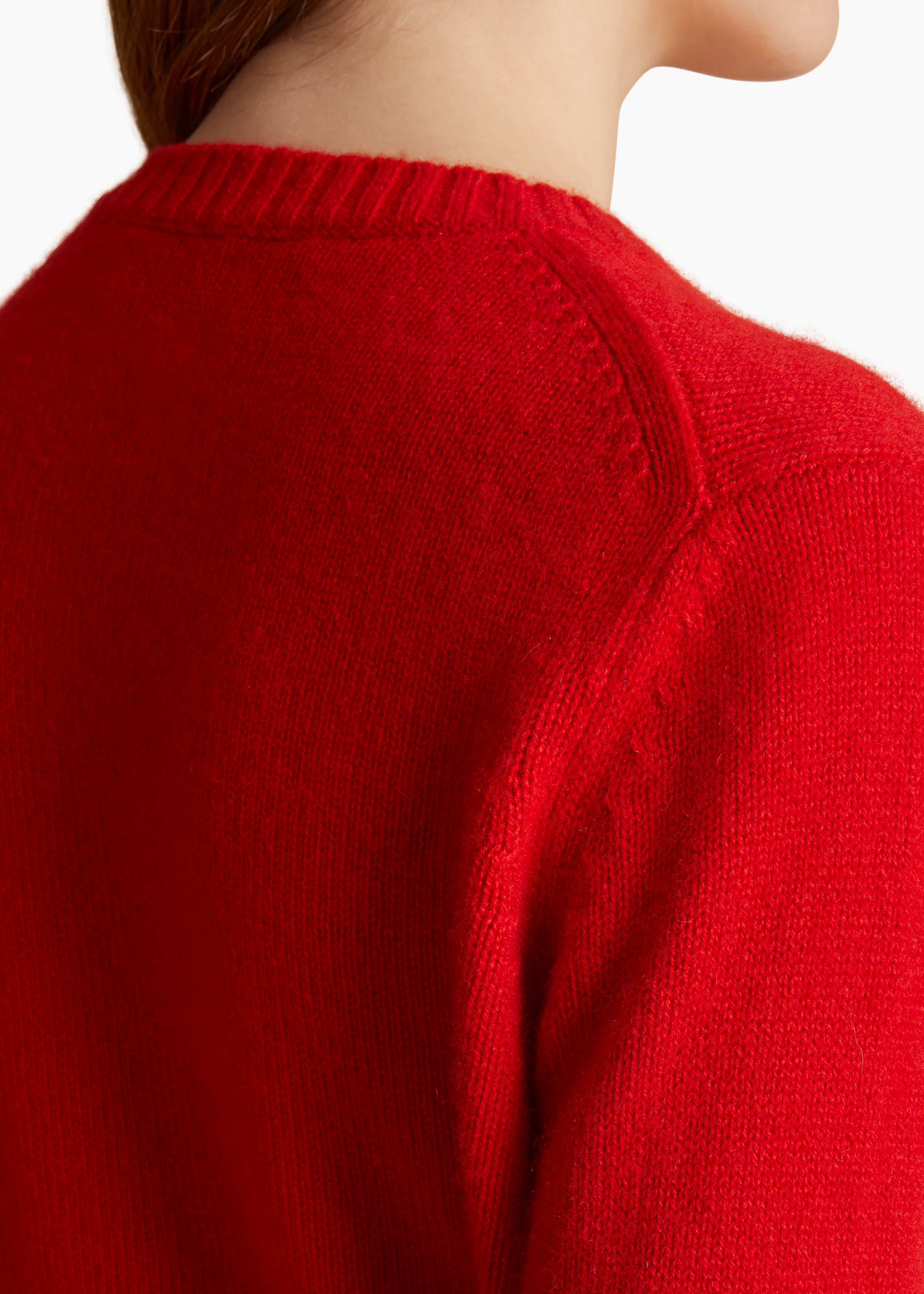 DILETTA SWEATER IN FIRE RED DETAILED VIEW 2