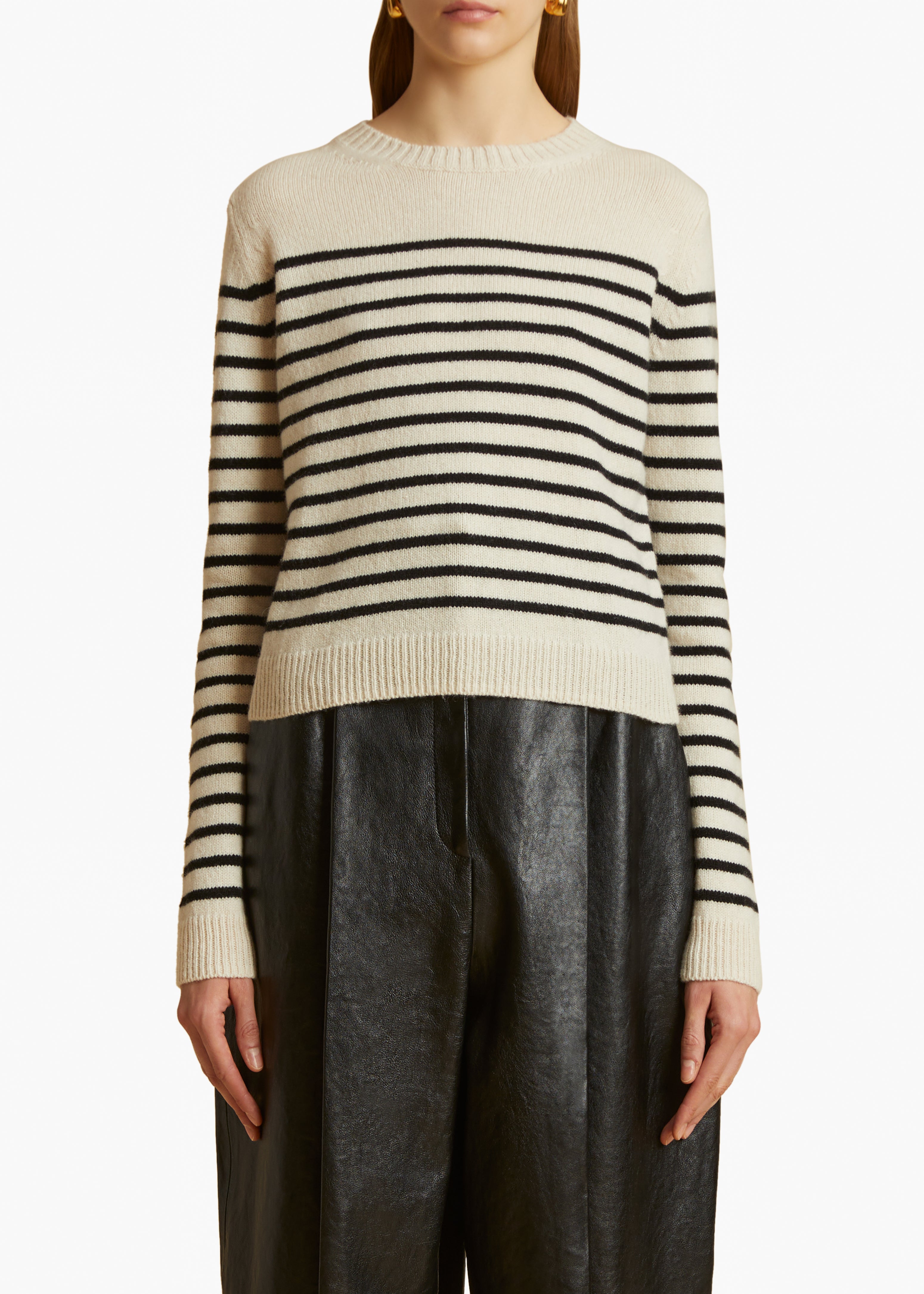 KHAITE LLC - Diletta Sweater in Magnolia and Black Stripe