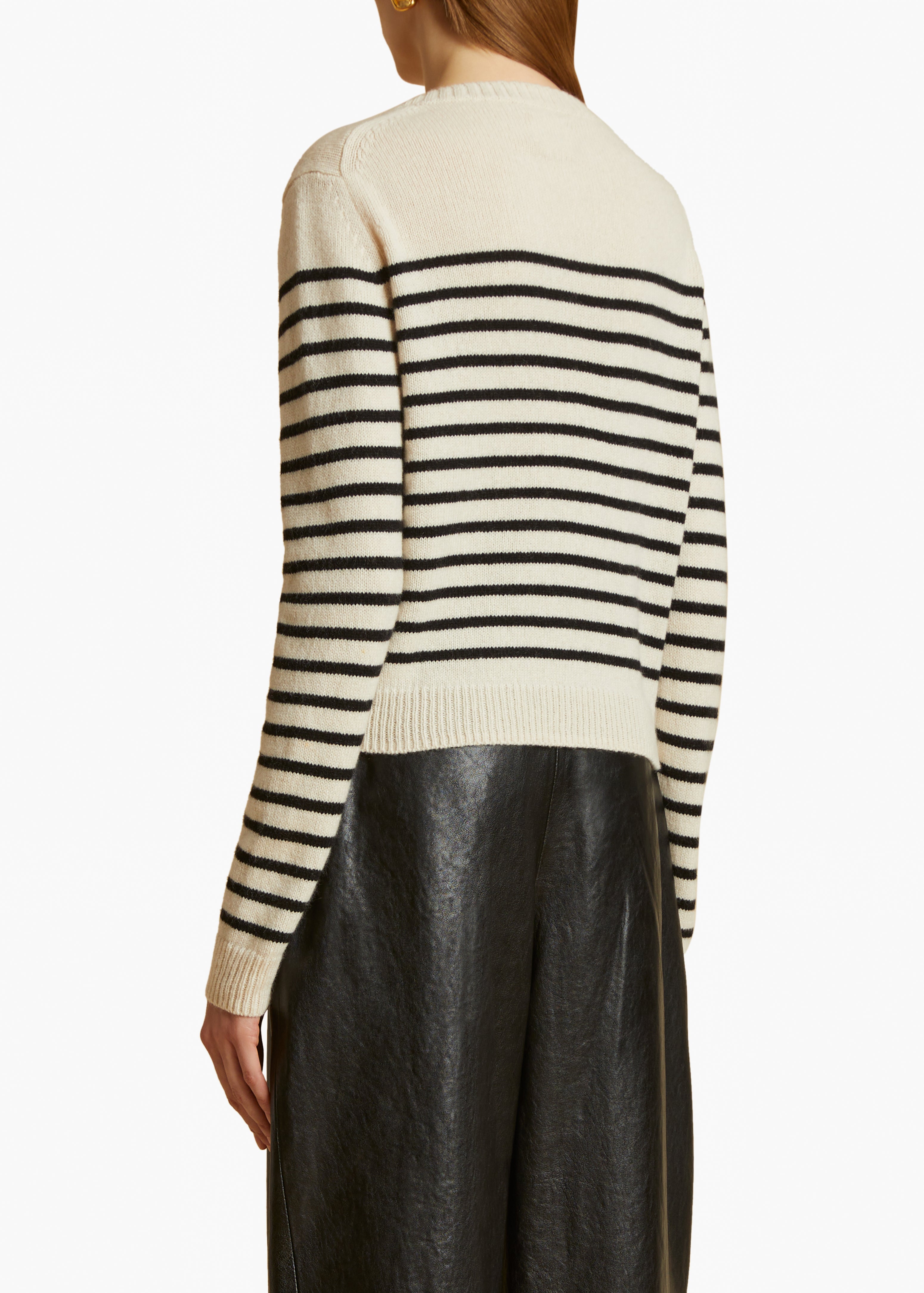 KHAITE LLC - Diletta Sweater in Magnolia and Black Stripe