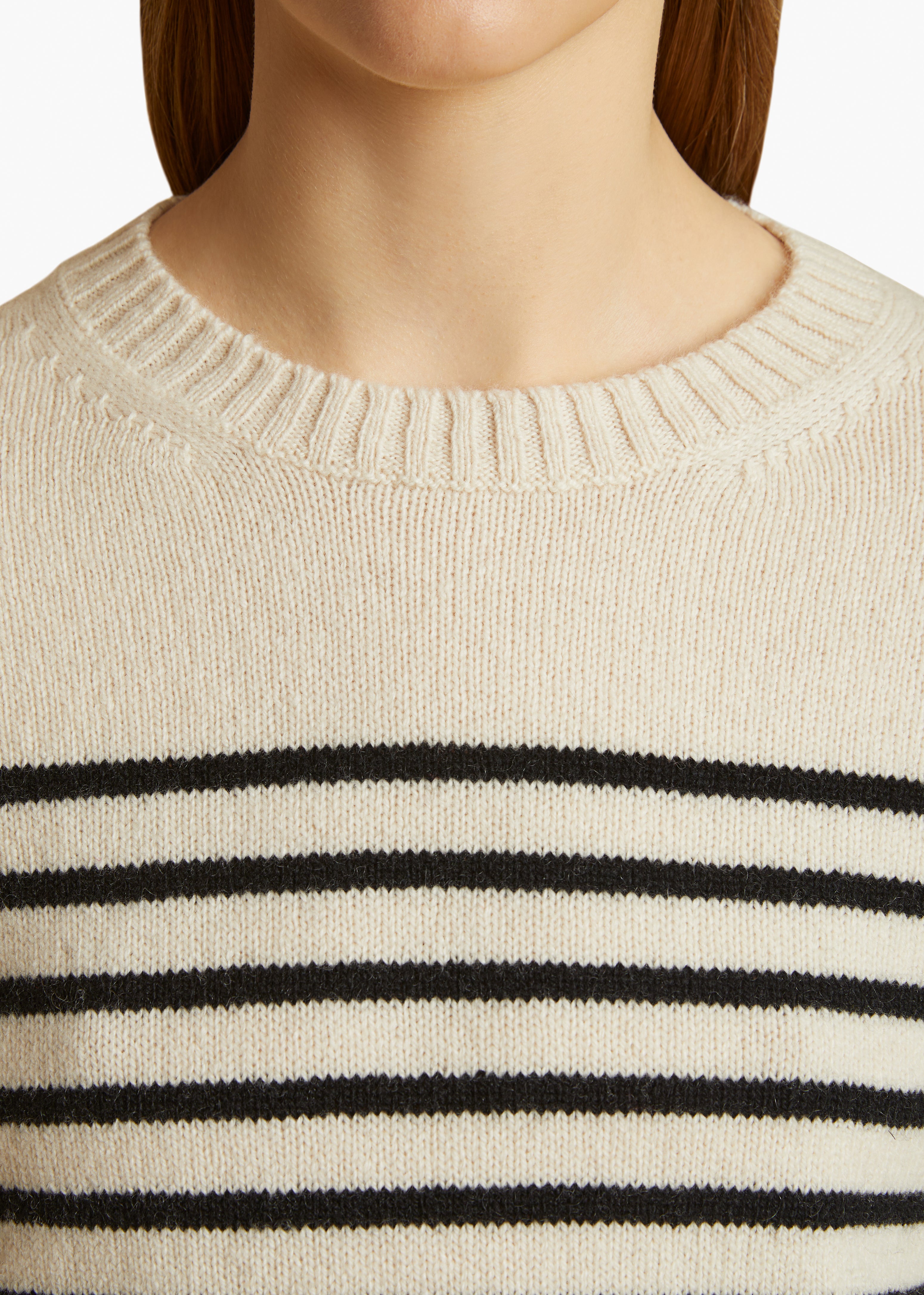 KHAITE LLC - Diletta Sweater in Magnolia and Black Stripe