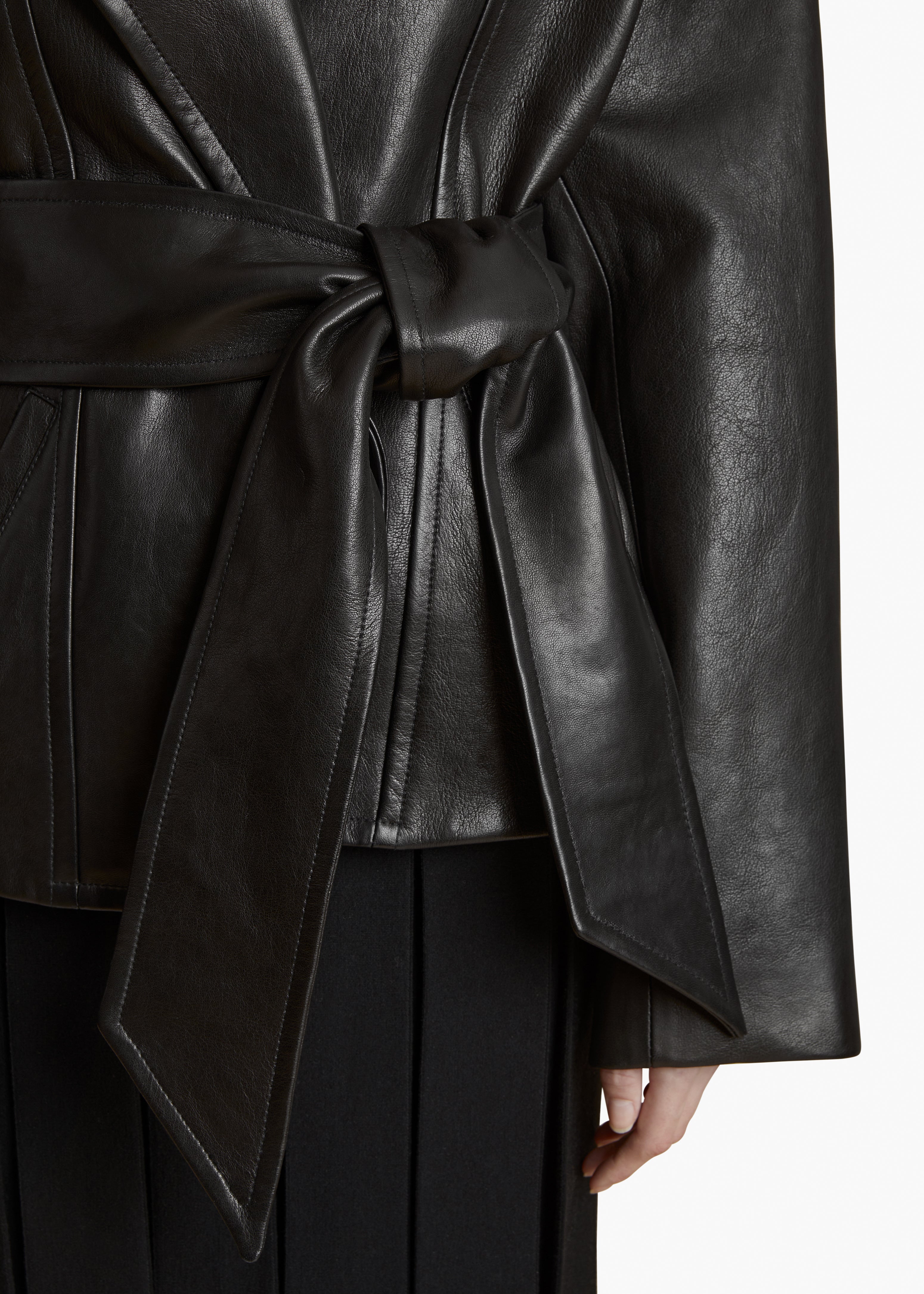 DOLORES JACKET IN BLACK LEATHER DETAILED VIEW 1