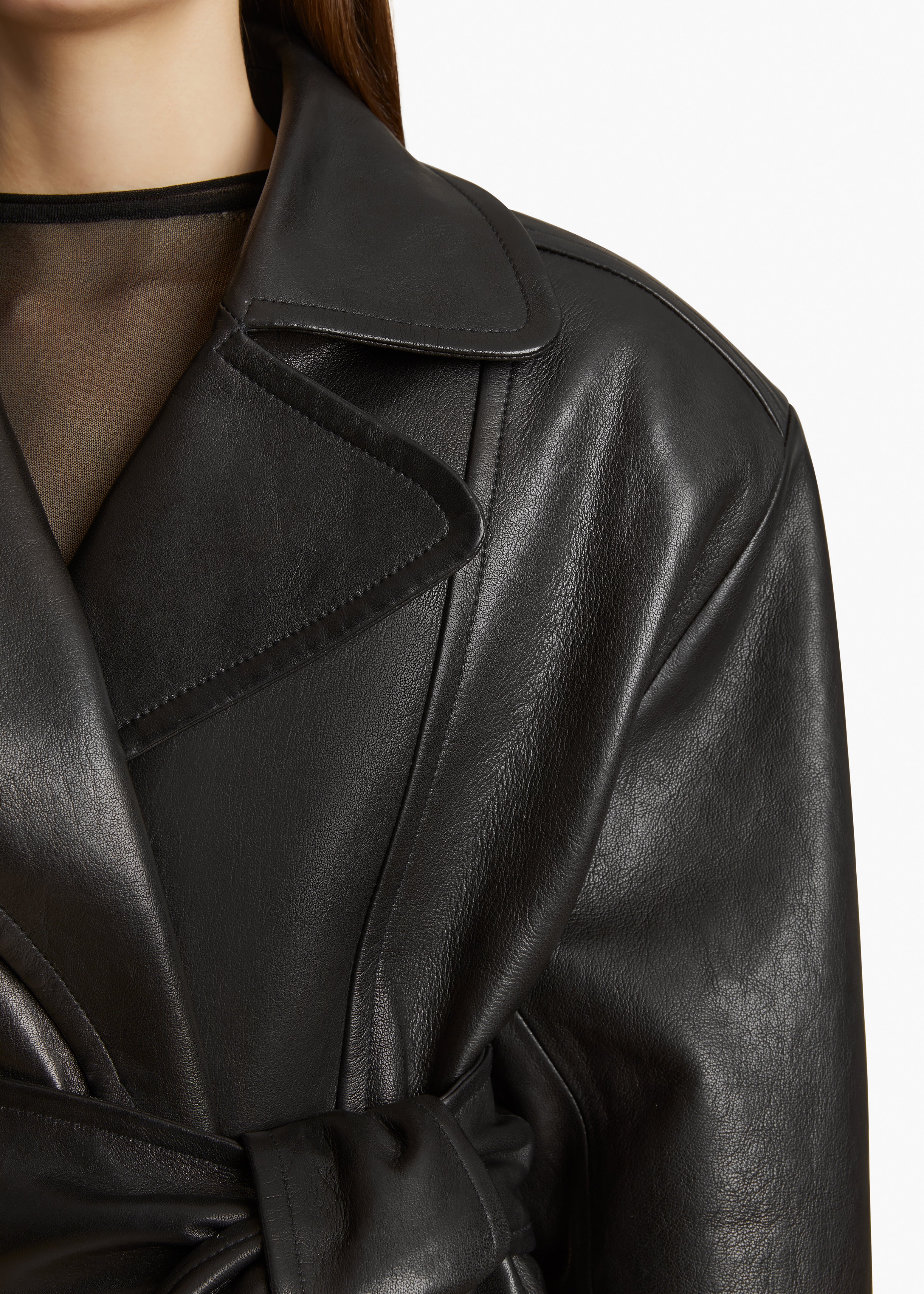 DOLORES JACKET IN BLACK LEATHER DETAILED VIEW 2