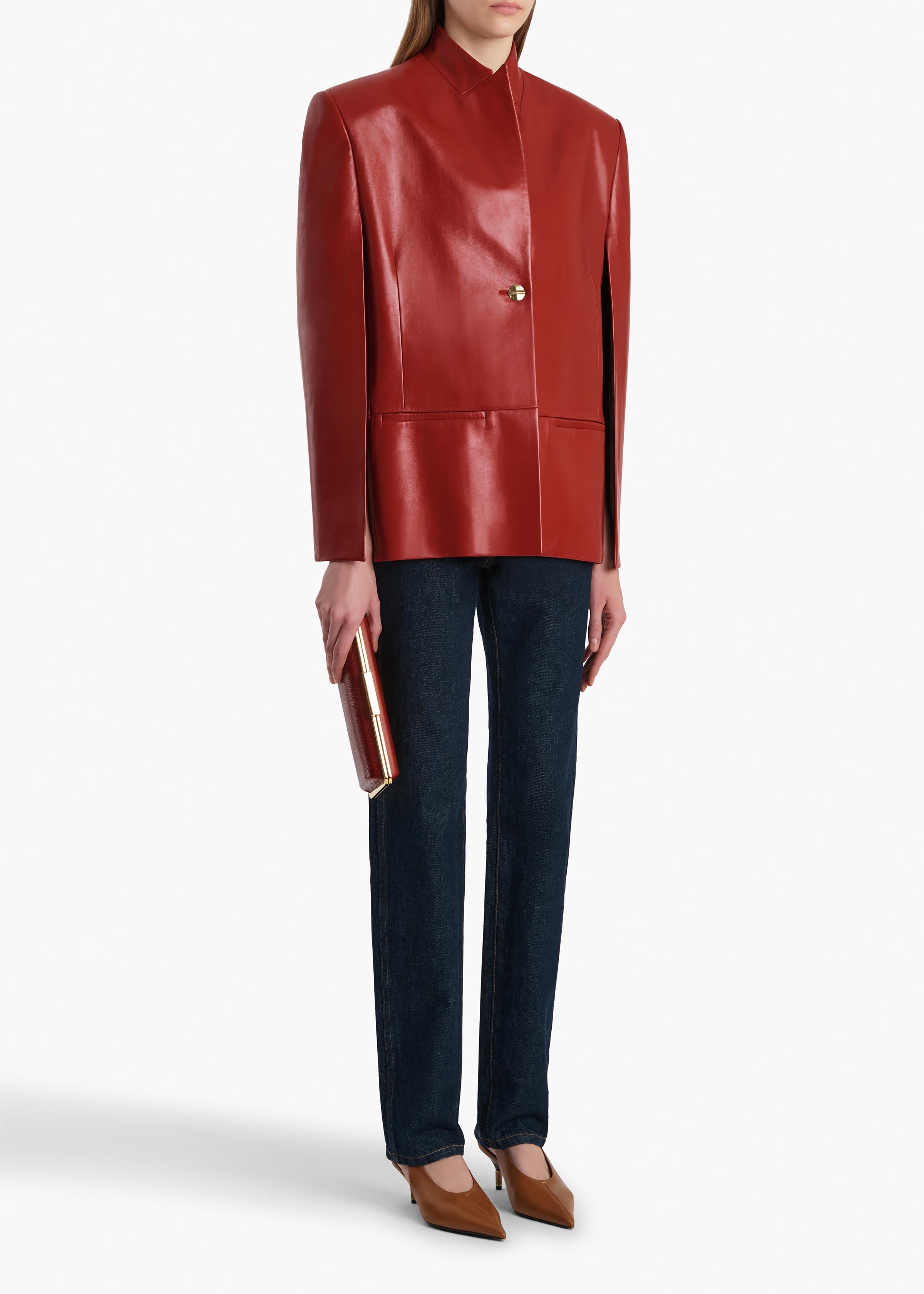 Dolso Jacket in Deep Red Leather
