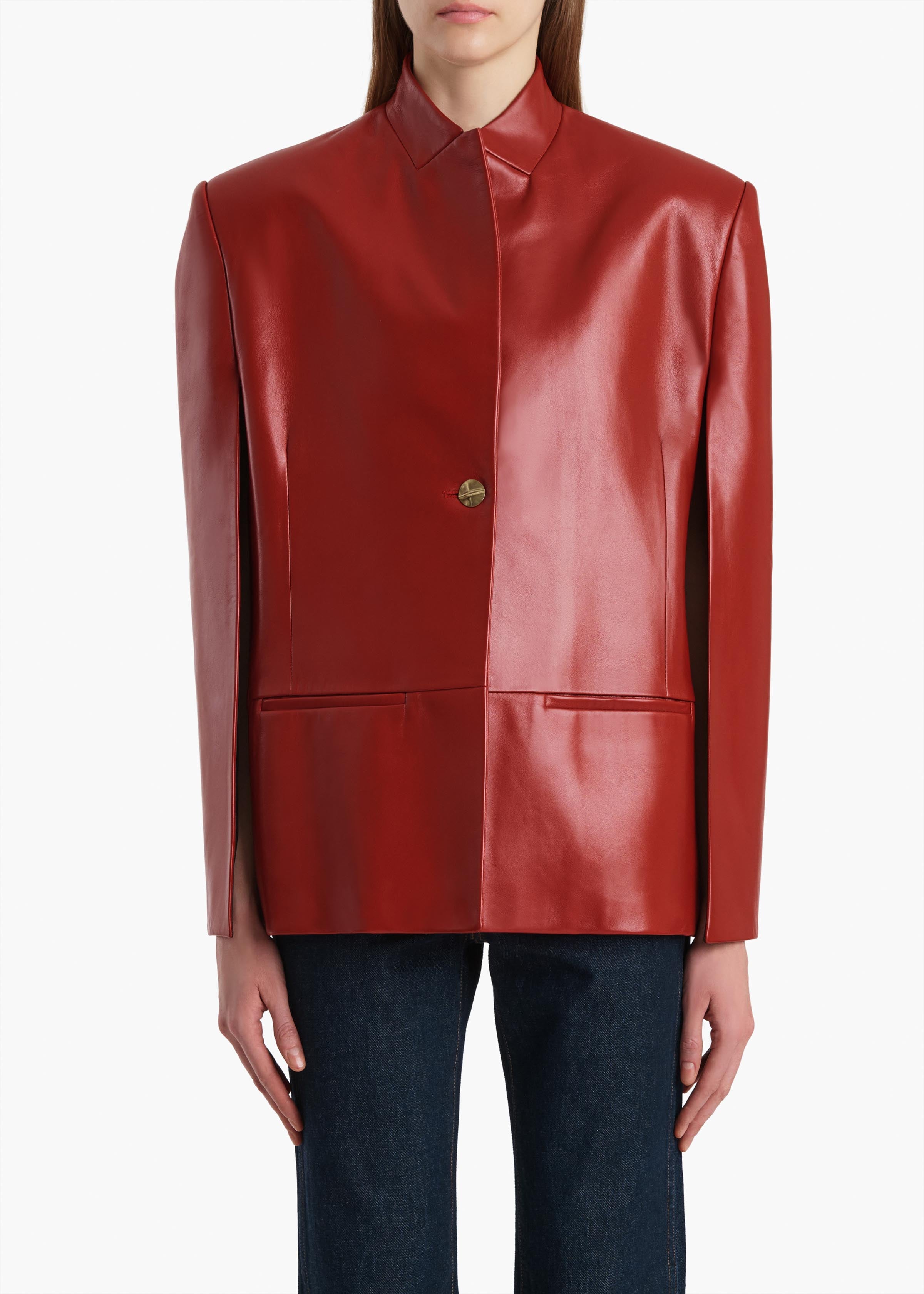 Dolso Jacket in Deep Red Leather