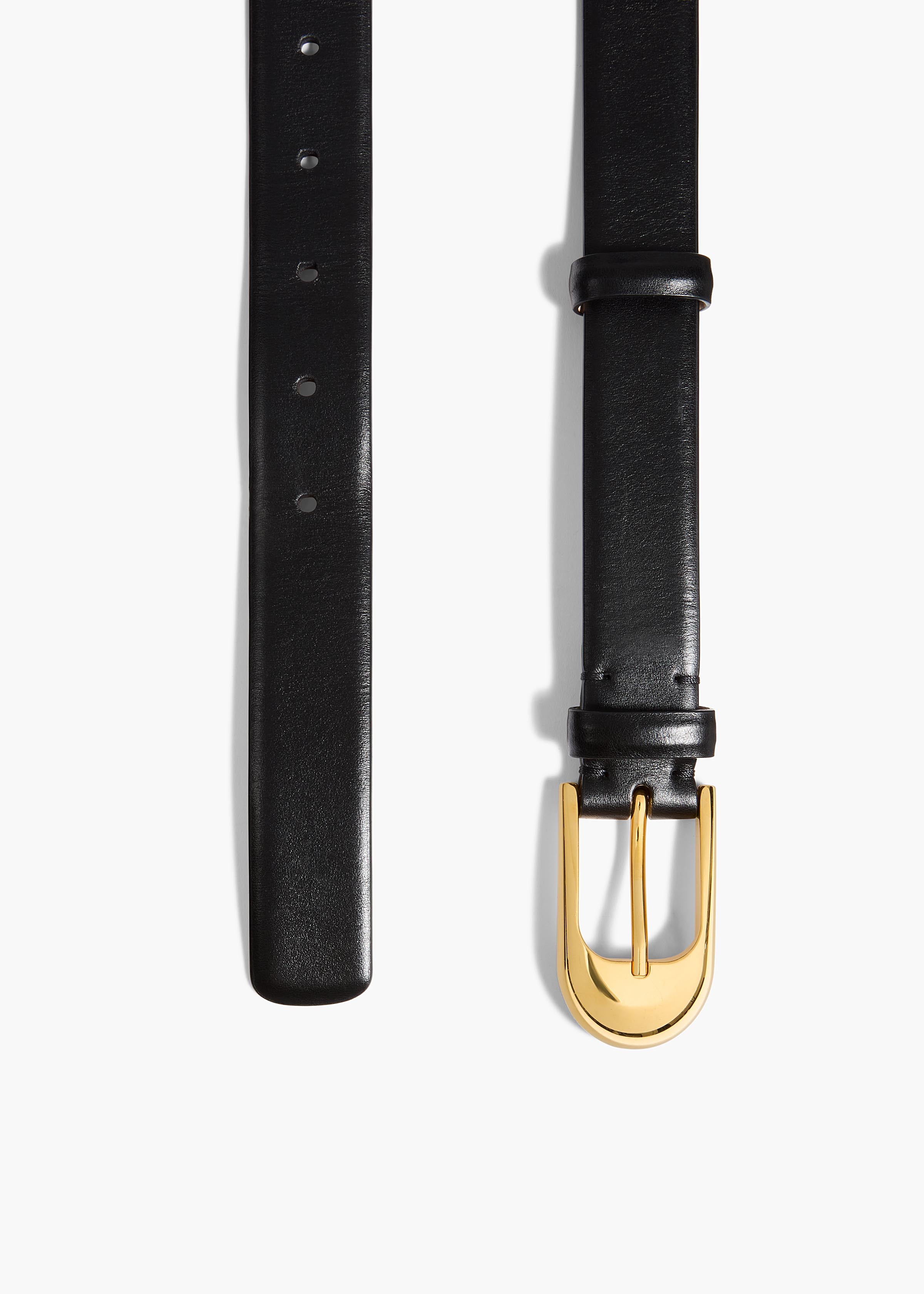 Dome Belt in Black Leather with Gold