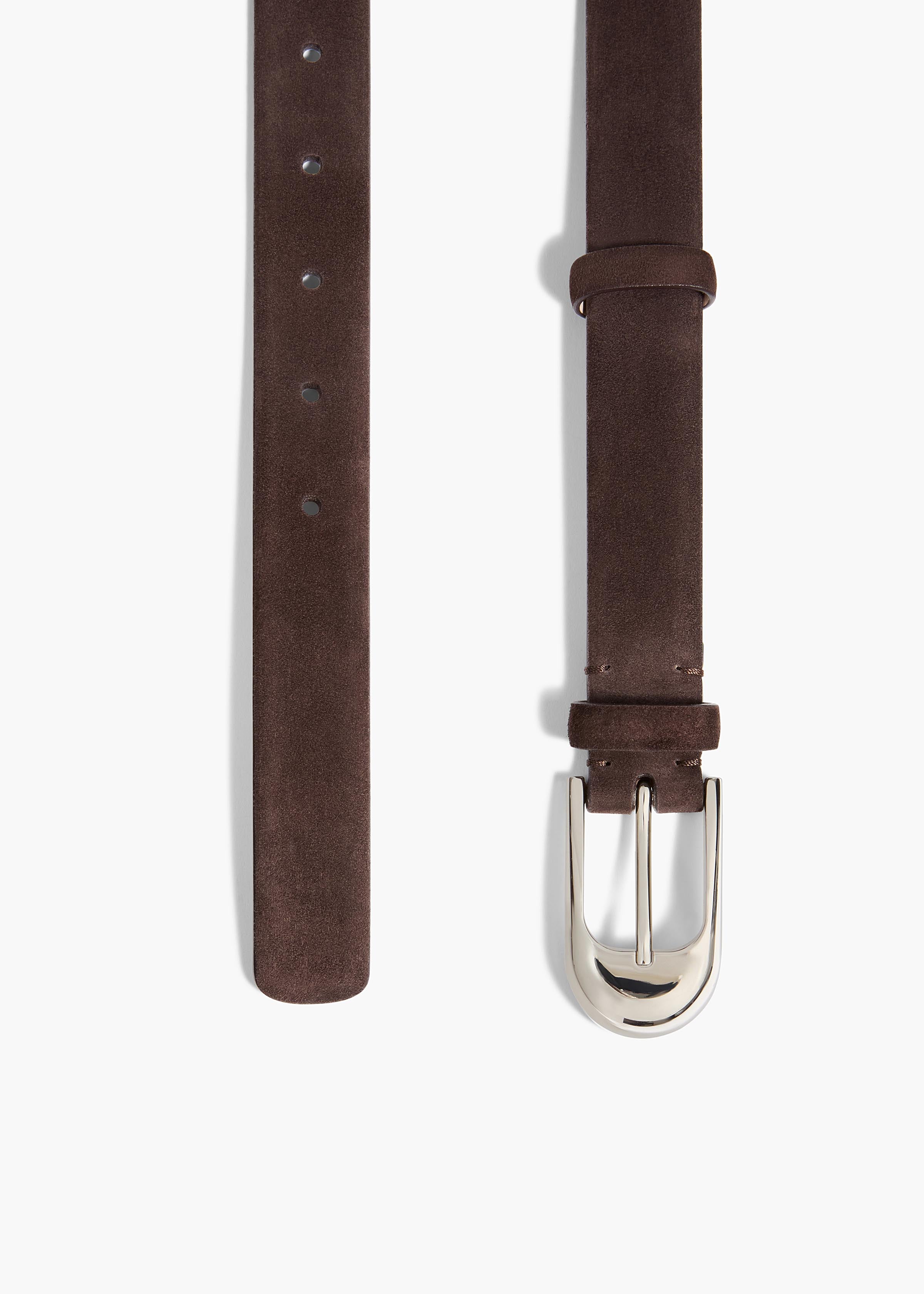Dome Belt in Dark Brown Suede with Silver