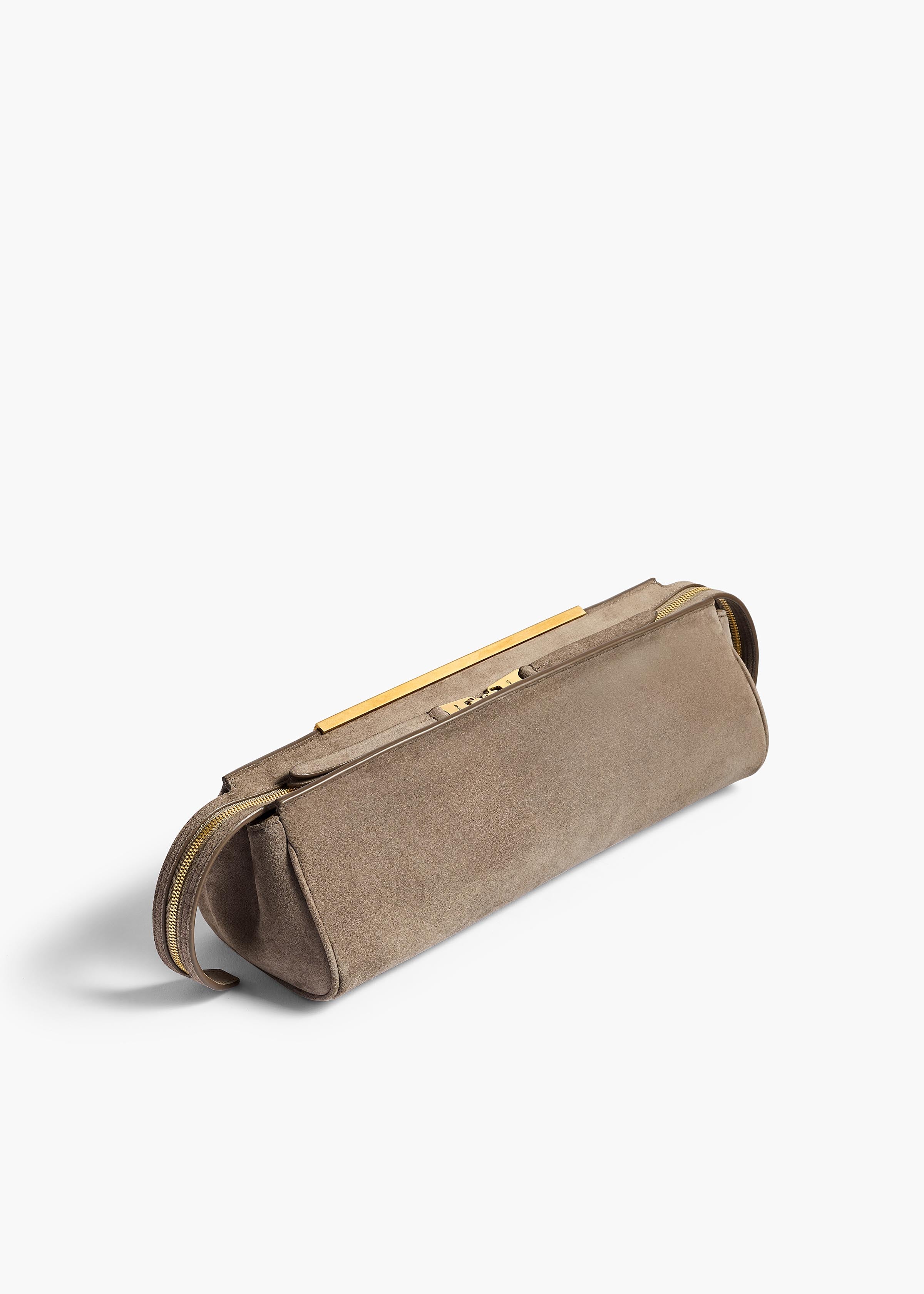 Donna Evening Clutch in Morning Dove Suede
