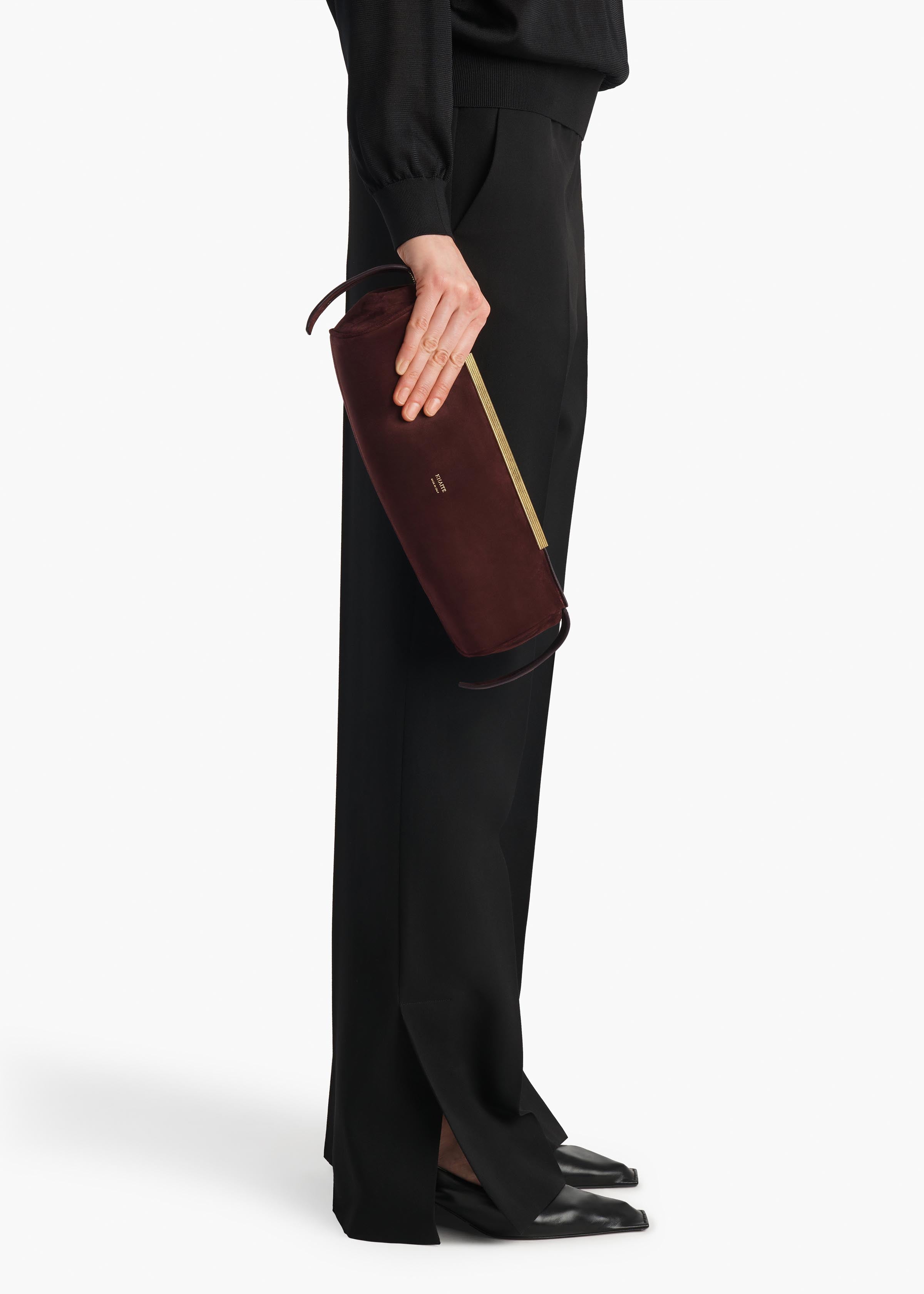 Donna Evening Clutch in Rouge Noir Suede
