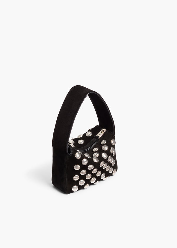 Nano Elena Bag in Black Suede with Silver Studs BACK VIEW