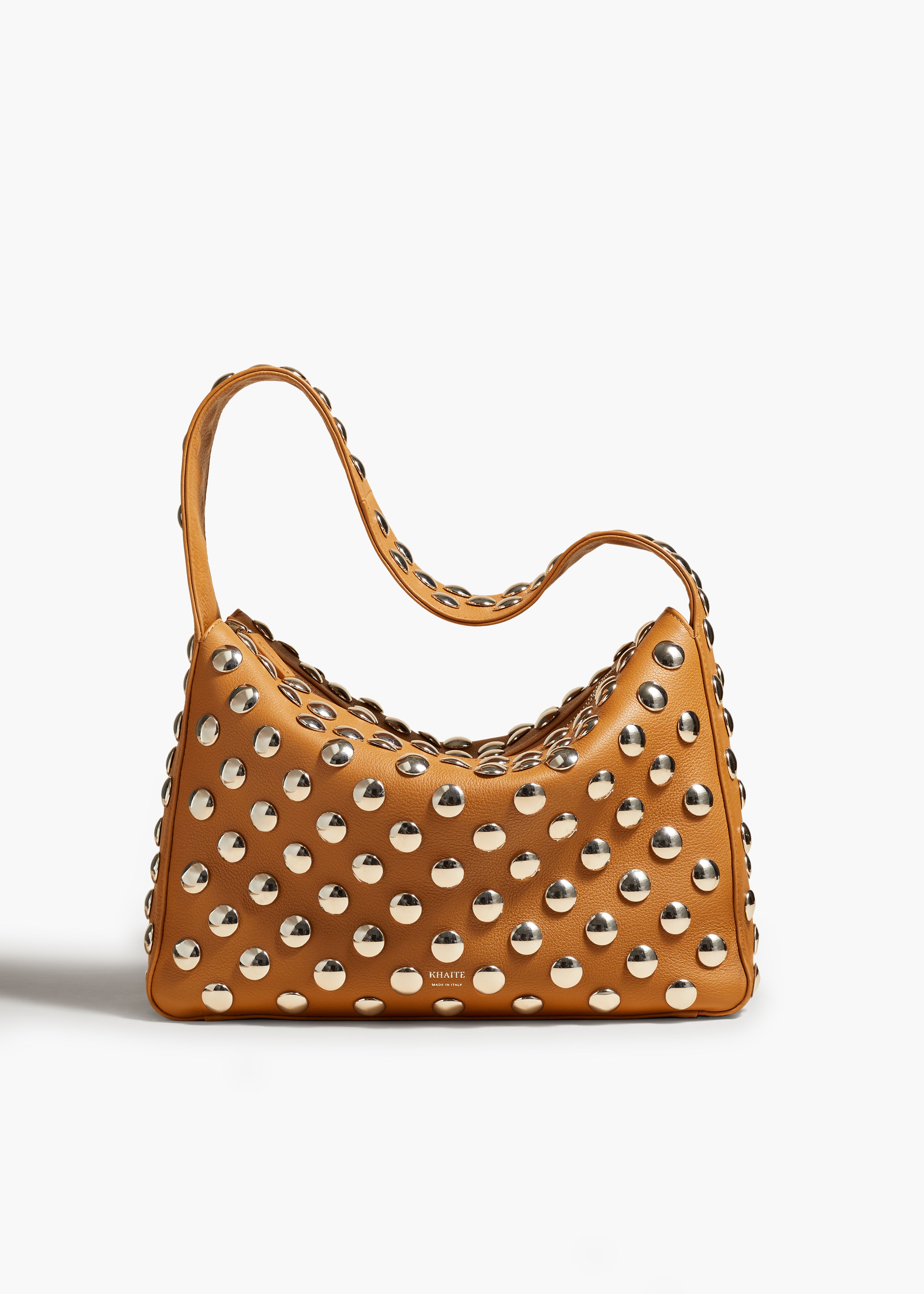 KHAITE - Elena Bag in Nougat Leather with Studs