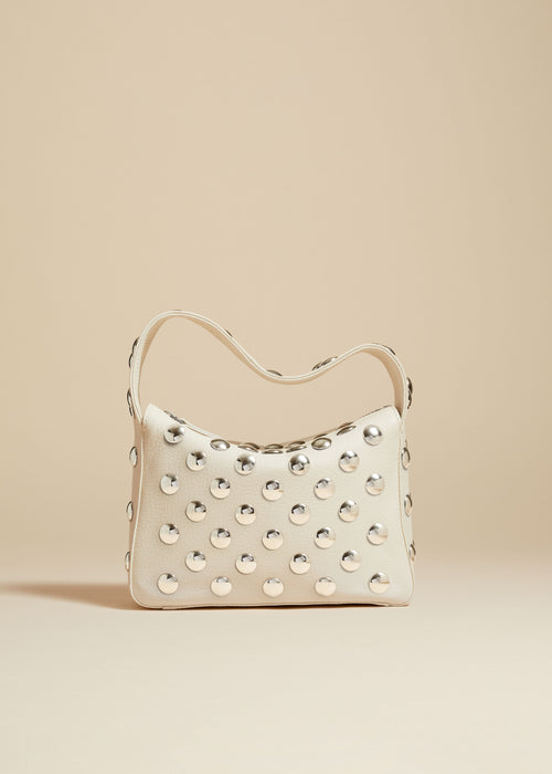 The Small Elena Bag in Off-White Leather with Studs
