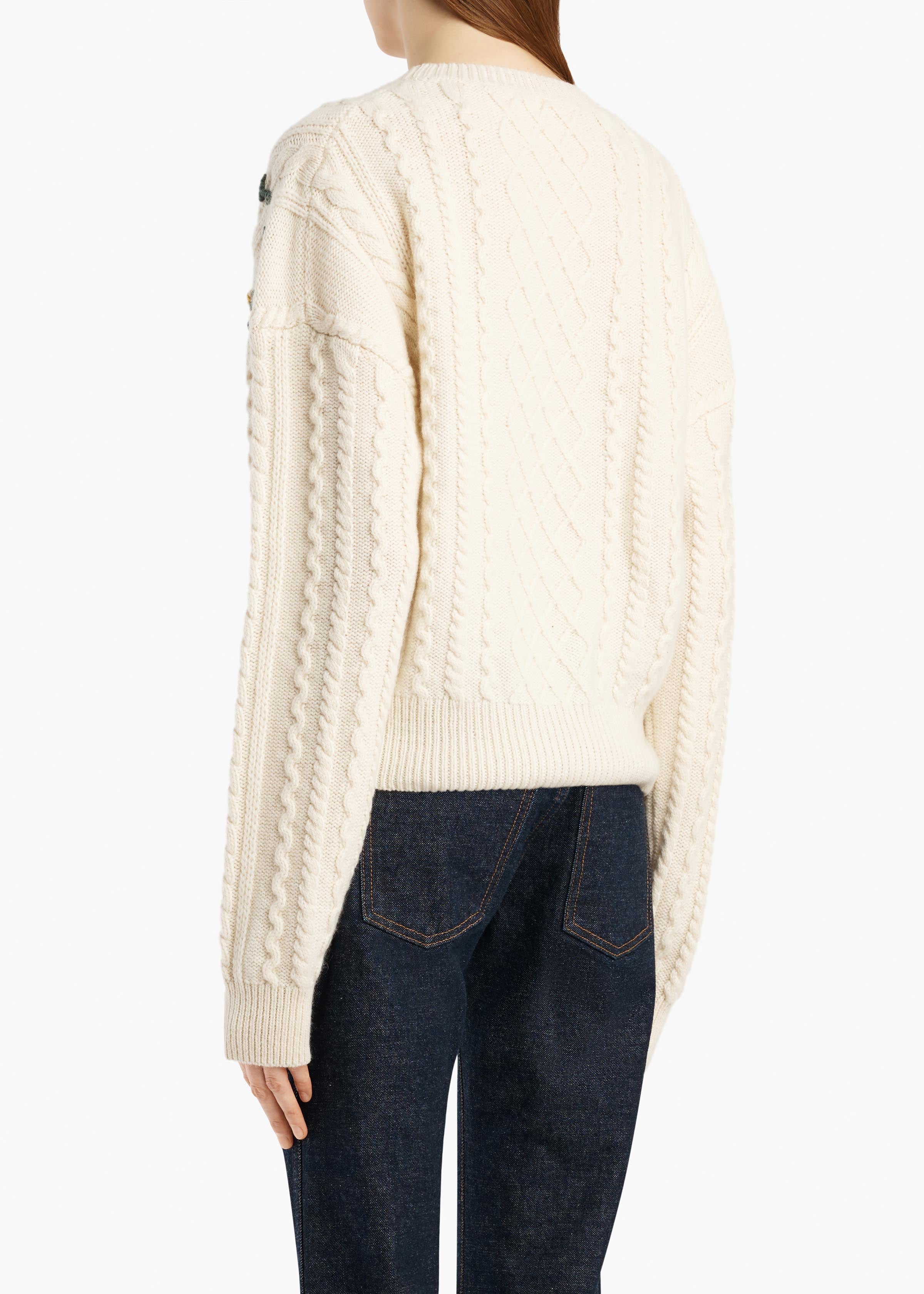 Elias Embroidery Sweater in Ivory