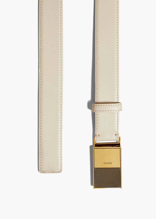 Elio Belt in Cream Leather with Antique Gold