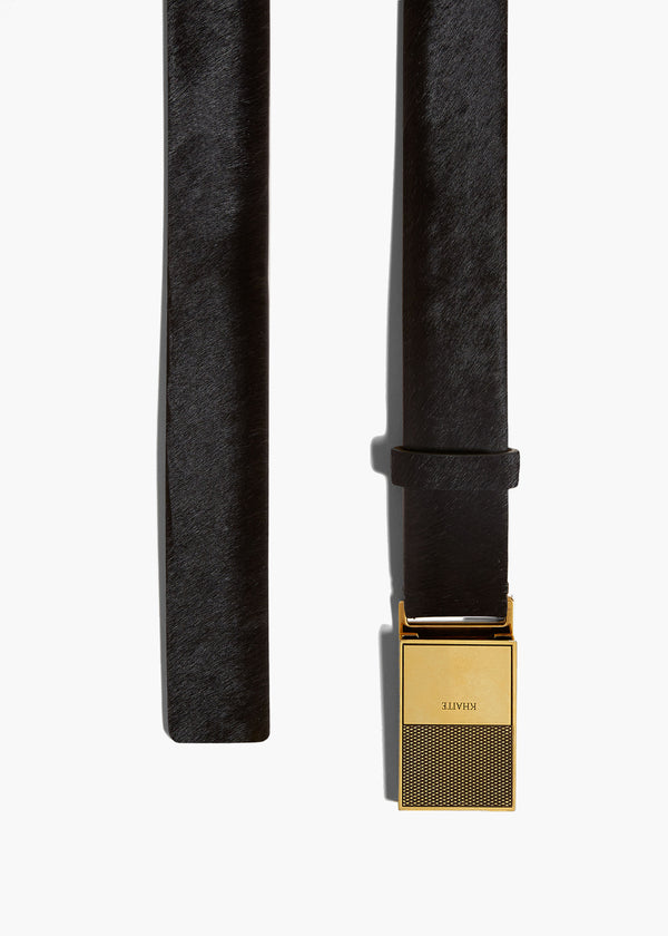 Elio Belt in Black Haircalf with Gold DETAILED VIEW 1