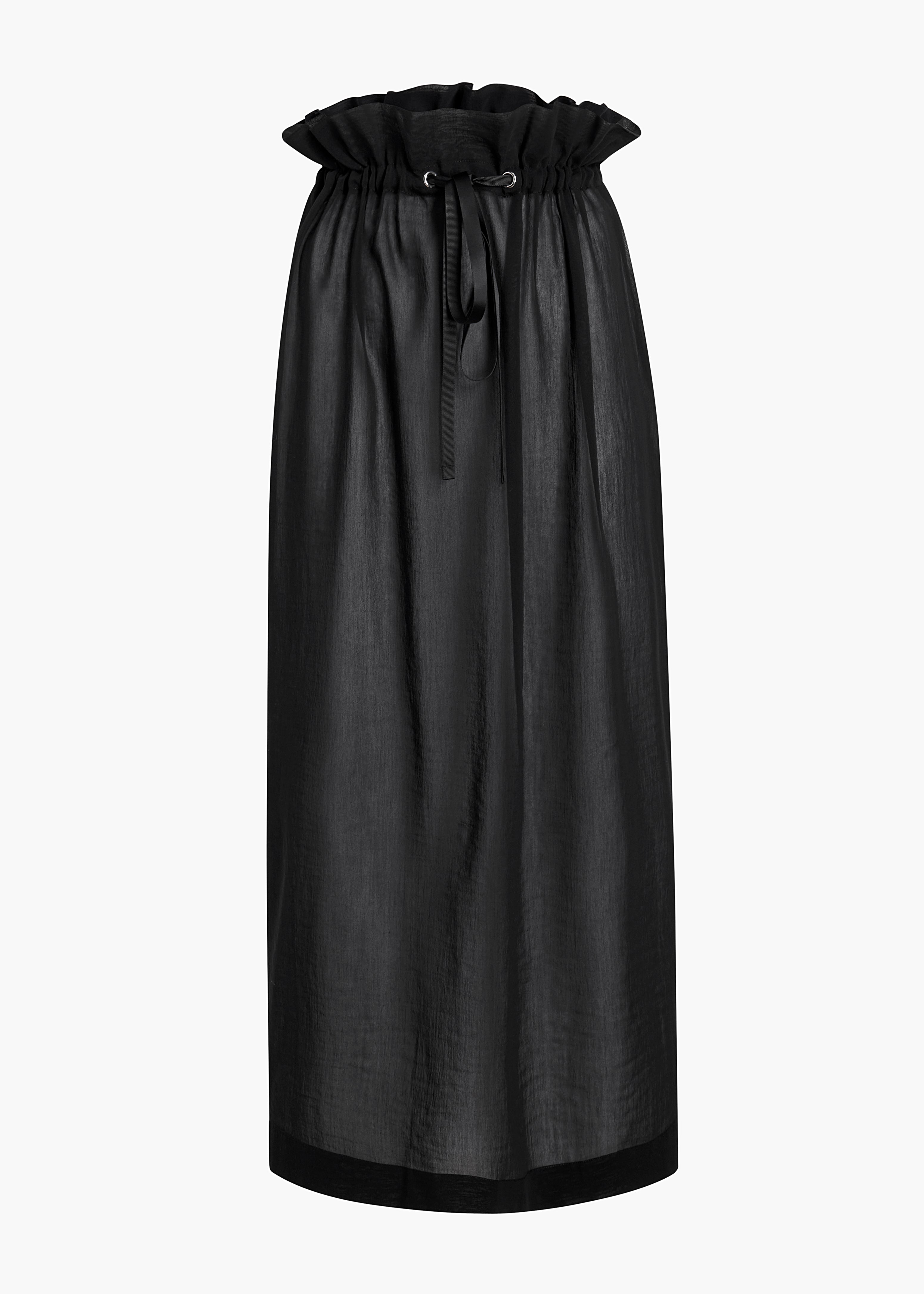 EMBER SKIRT IN BLACK COTTON SILK FLAT VIEW