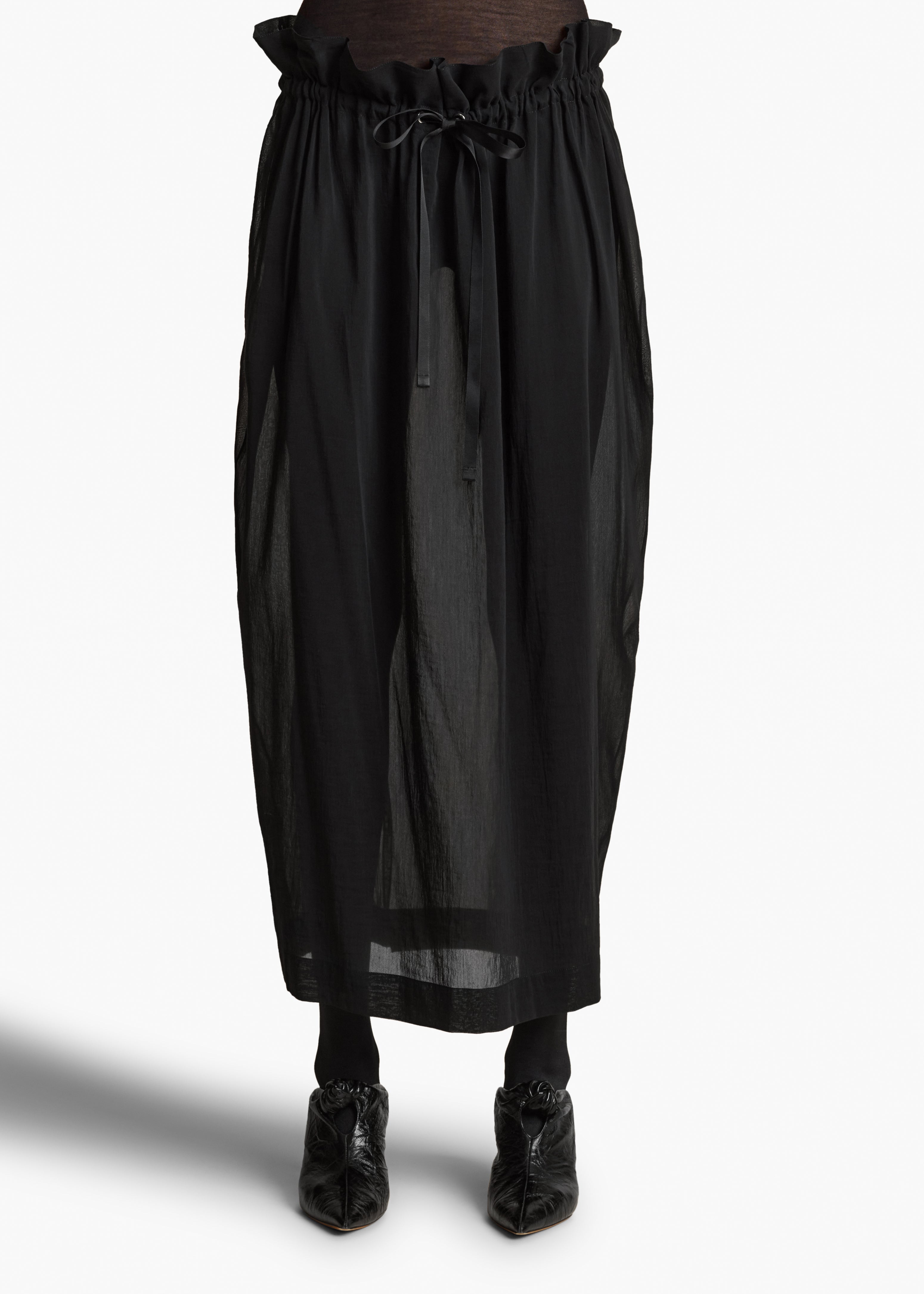 EMBER SKIRT IN BLACK COTTON SILK FRONT VIEW