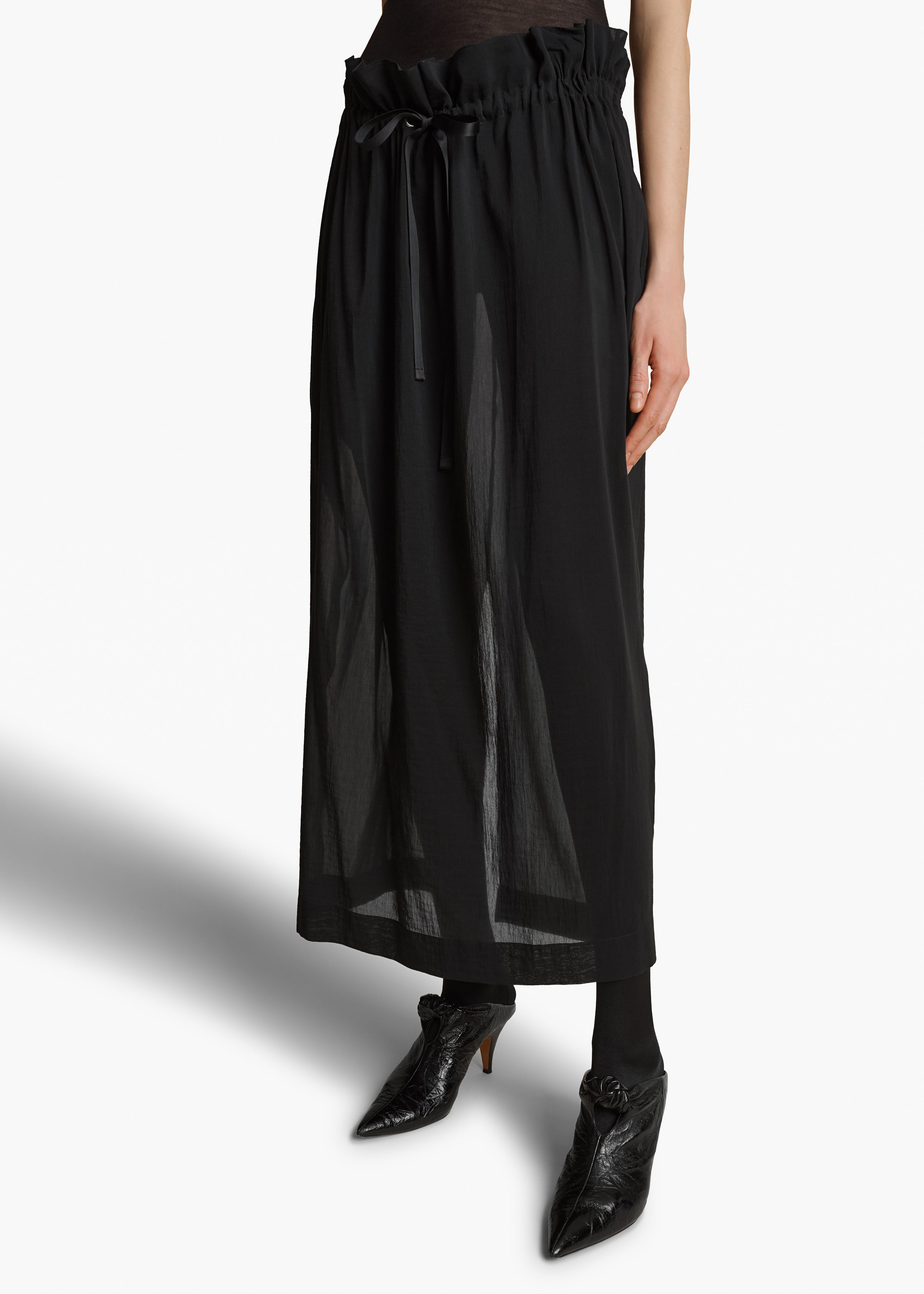 EMBER SKIRT IN BLACK COTTON SILK DETAILED VIEW 2