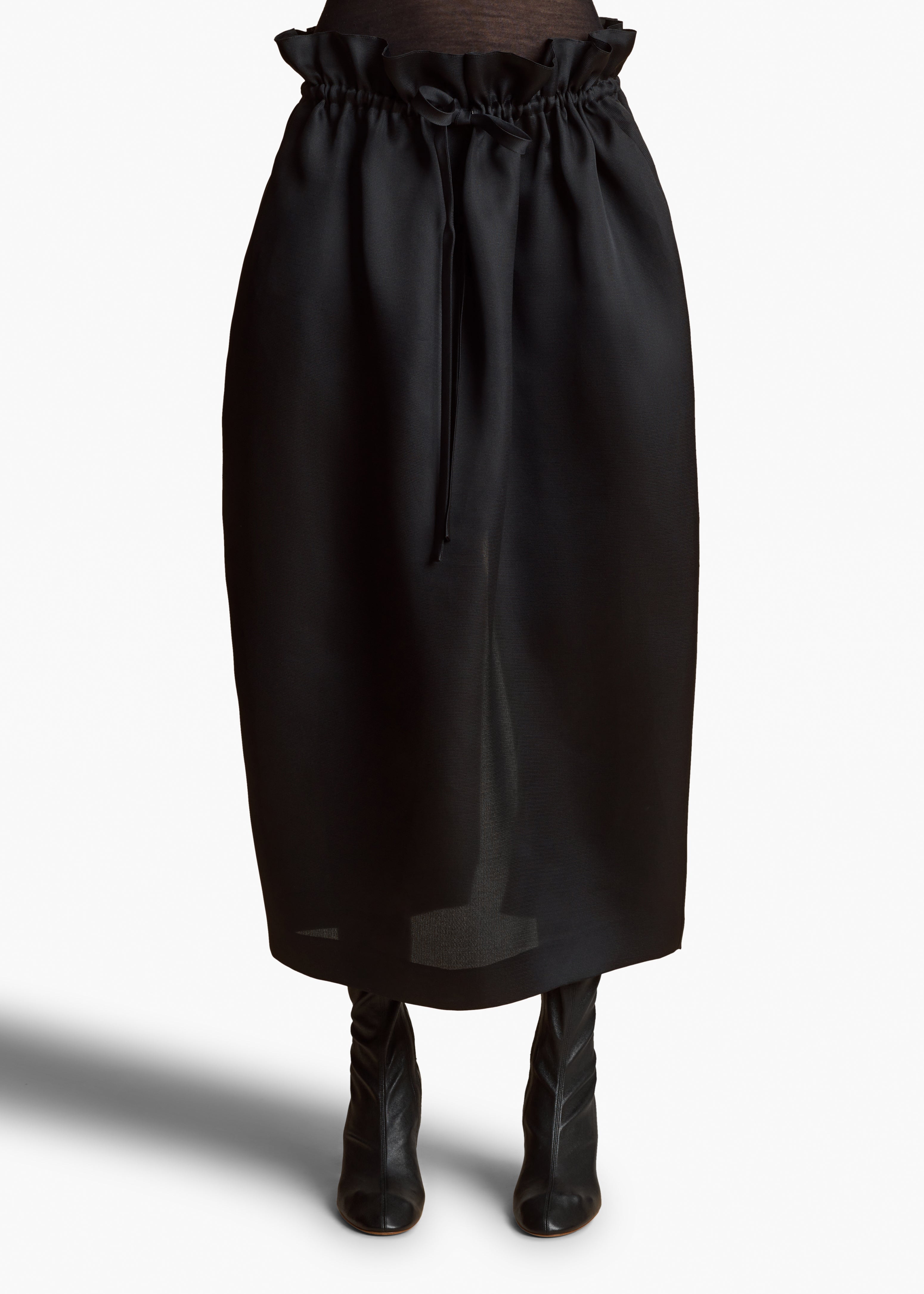 EMBER SKIRT IN BLACK SILK GAZAR FRONT VIEW