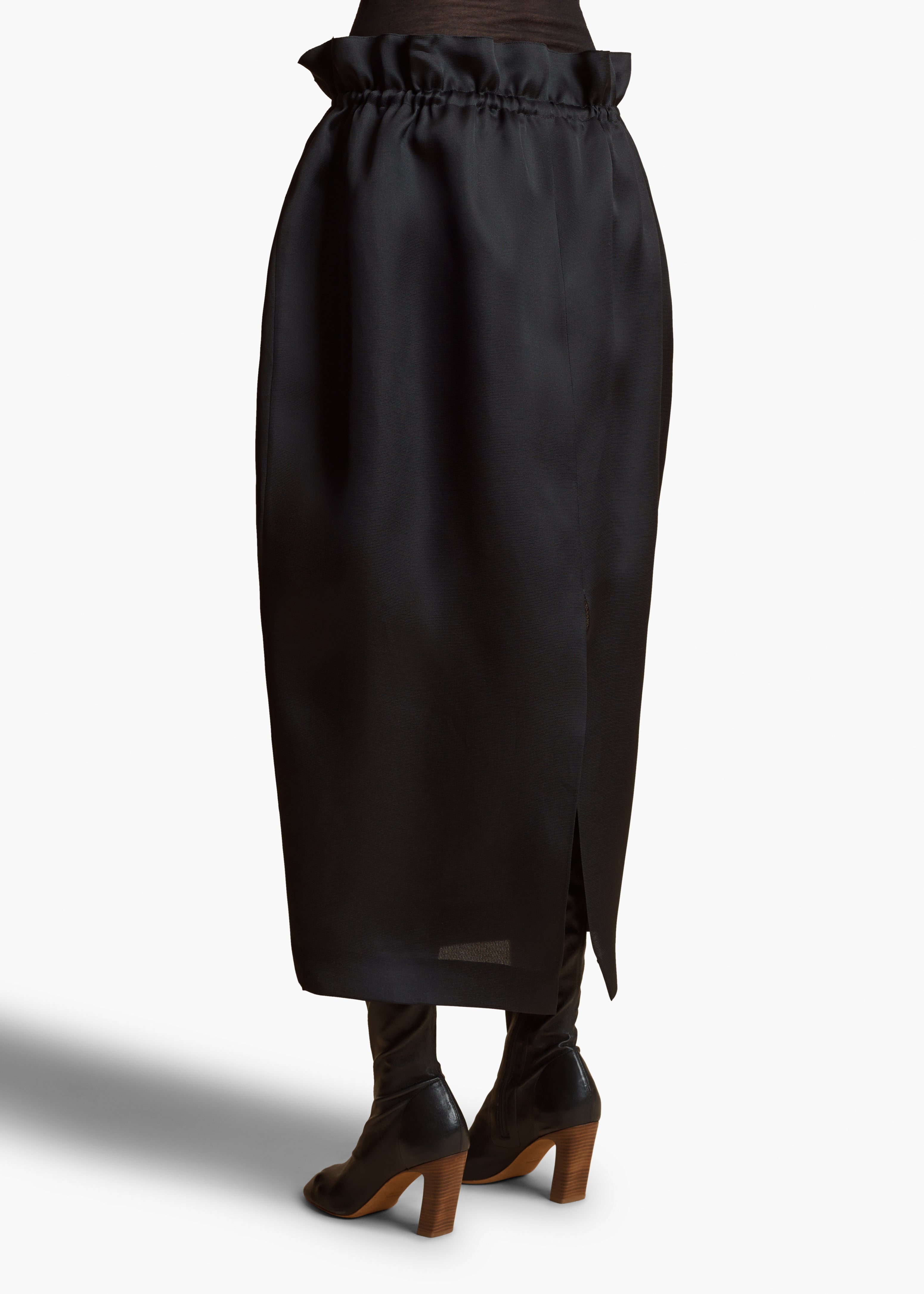 EMBER SKIRT IN BLACK SILK GAZAR BACK VIEW