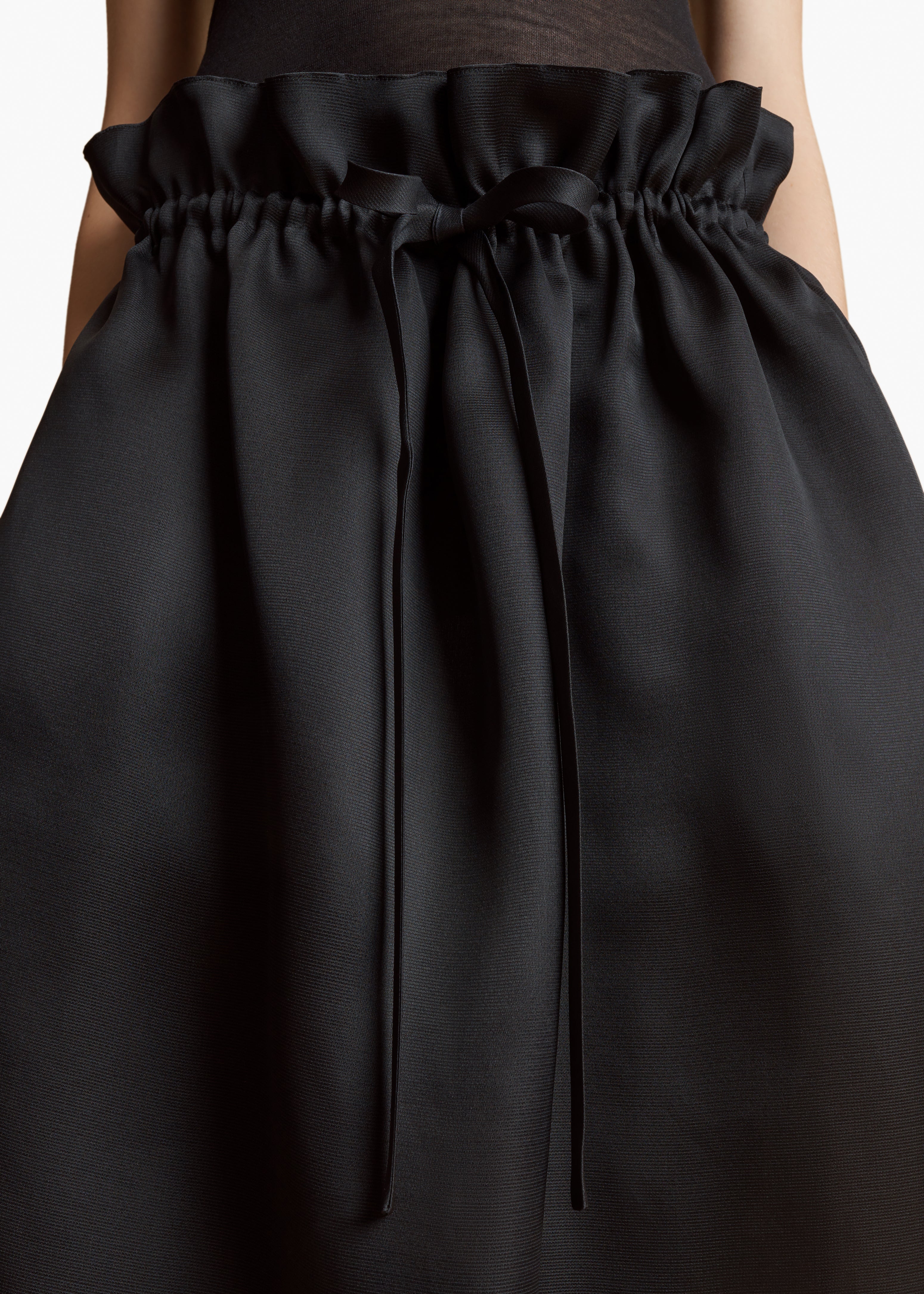 EMBER SKIRT IN BLACK SILK GAZAR DETAILED VIEW 1