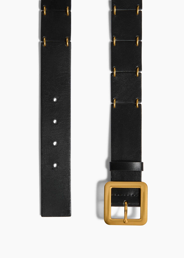 Emma Belt in Black Leather with Gold
