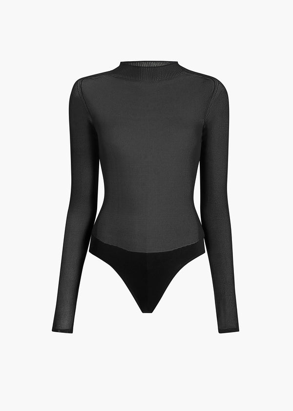 Enzo Bodysuit in Black FLAT VIEW