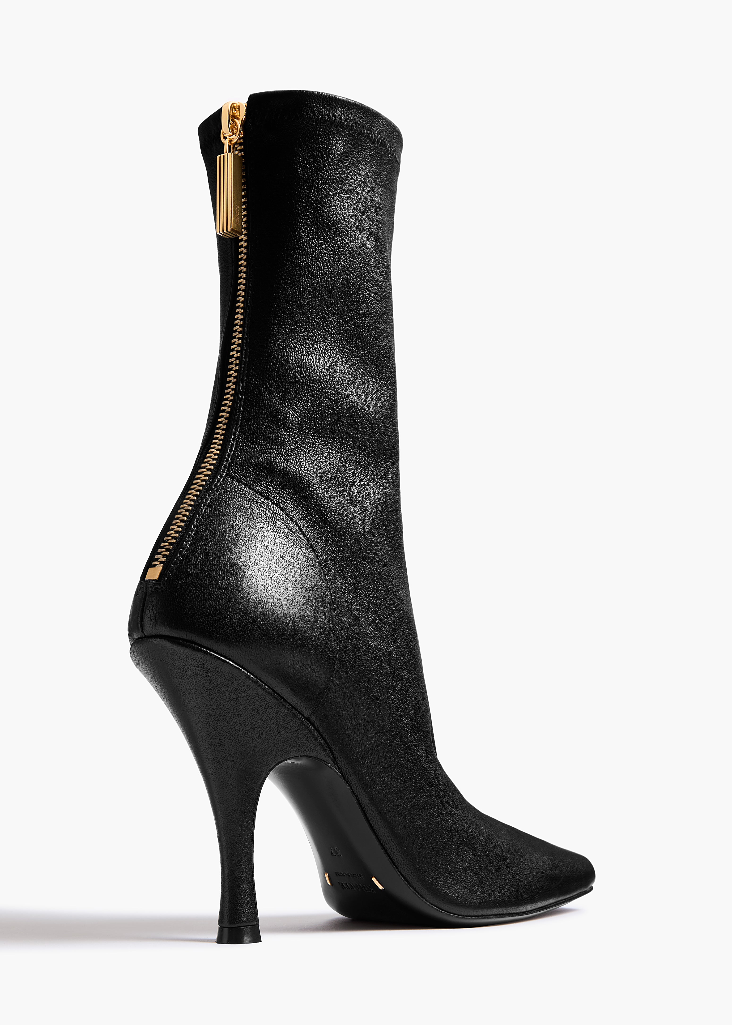 Eva Mid Calf Boot in Black Nappa Leather BACK VIEW