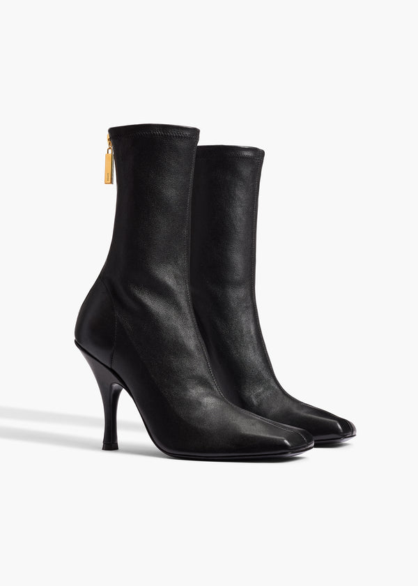 Eva Mid Calf Boot in Black Nappa Leather ANGLED VIEW