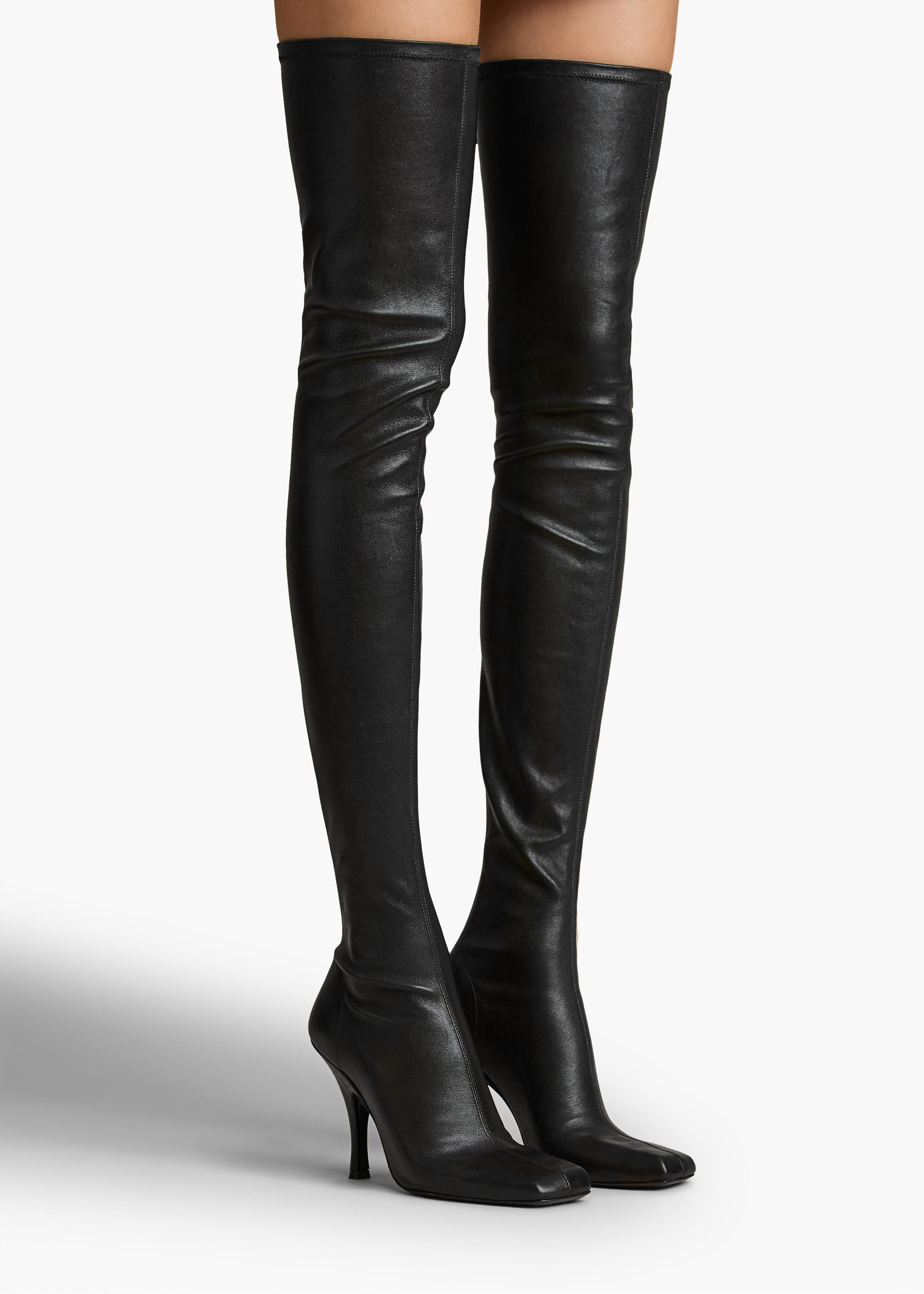 Eva Over-the-Knee Boot in Black Nappa Leather ON FIGURE